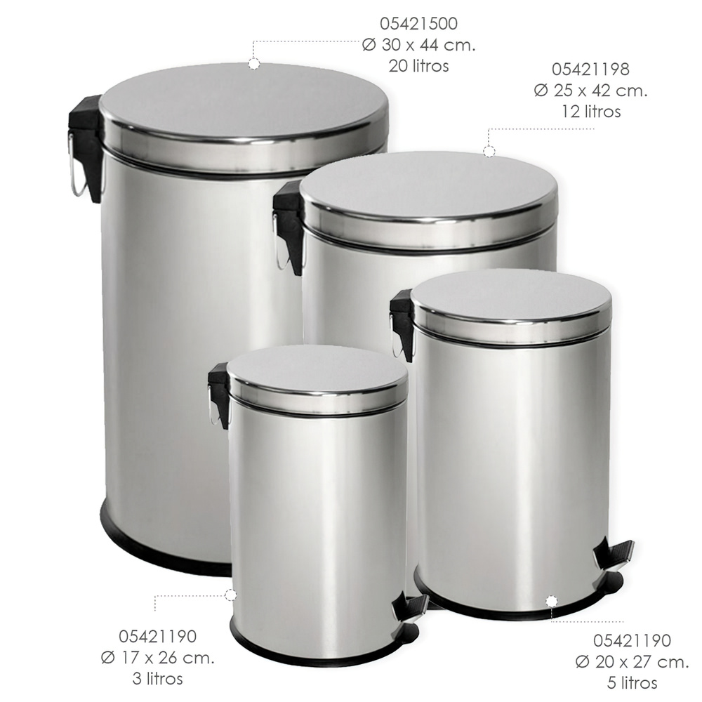 MAURER Papelera de Baño Inoxidable | Variedad de Medidas | Cubo de Basura de Metal para Baño, Cocina, Oficina y Dormitorio | Diseño Elegante en Color Plata Resistente al Óxido