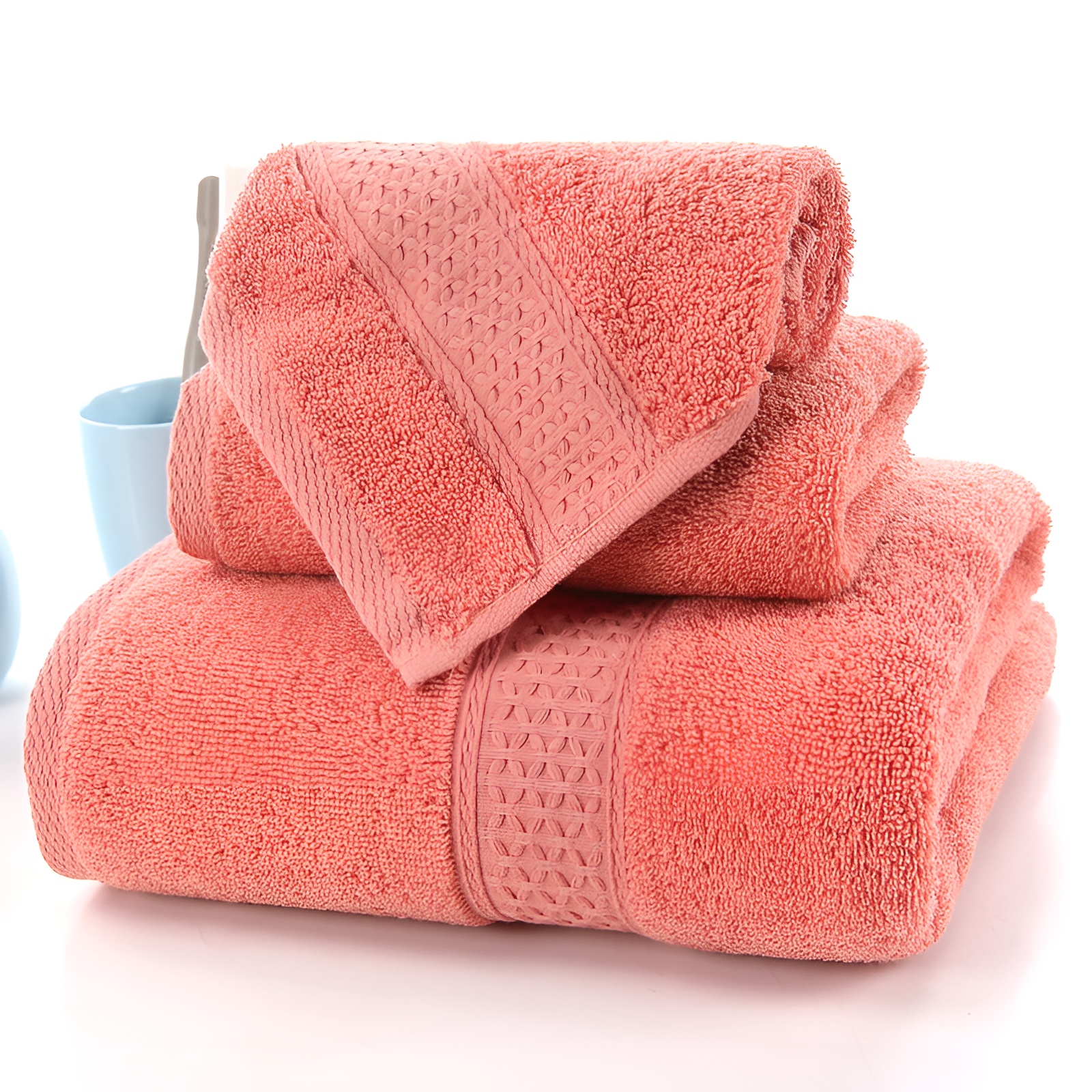 CA Juego de toallas de Algodón de lujo para el hogar, Set de 3 piezas, Ultra suave, highly absorbente, incluye 1 toalla de baño, 1 toalla de mano, 1 paño