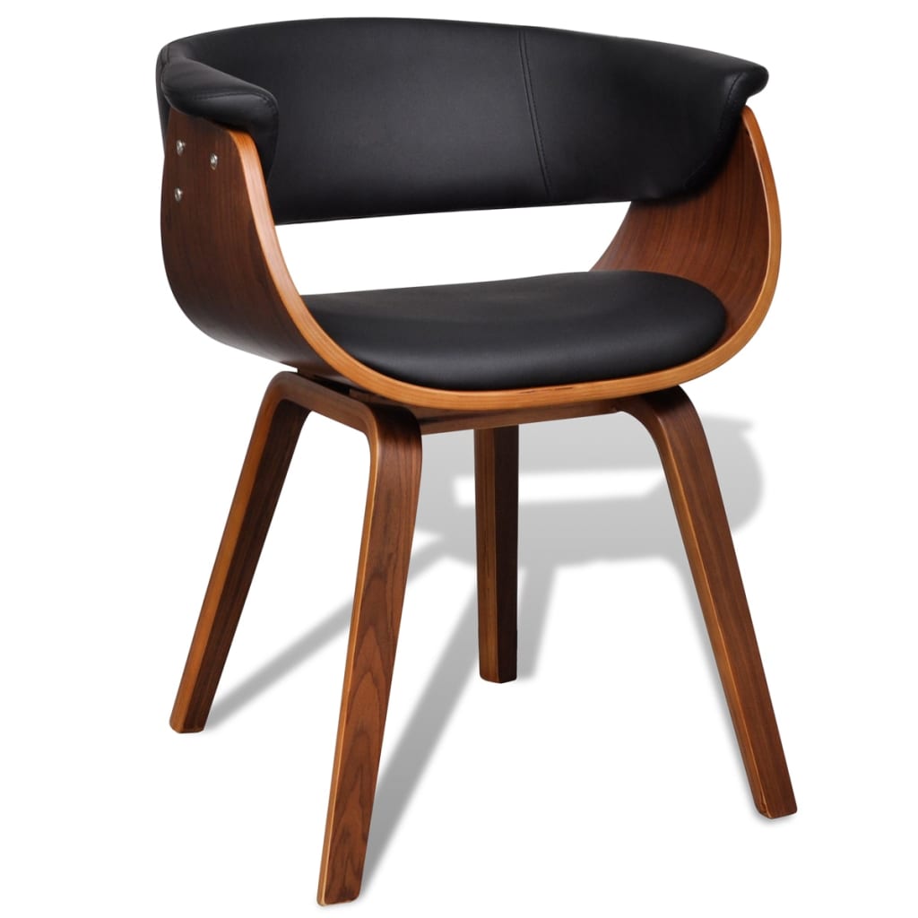 vidaXL Silla de comedor de madera curvada y cuero sintético