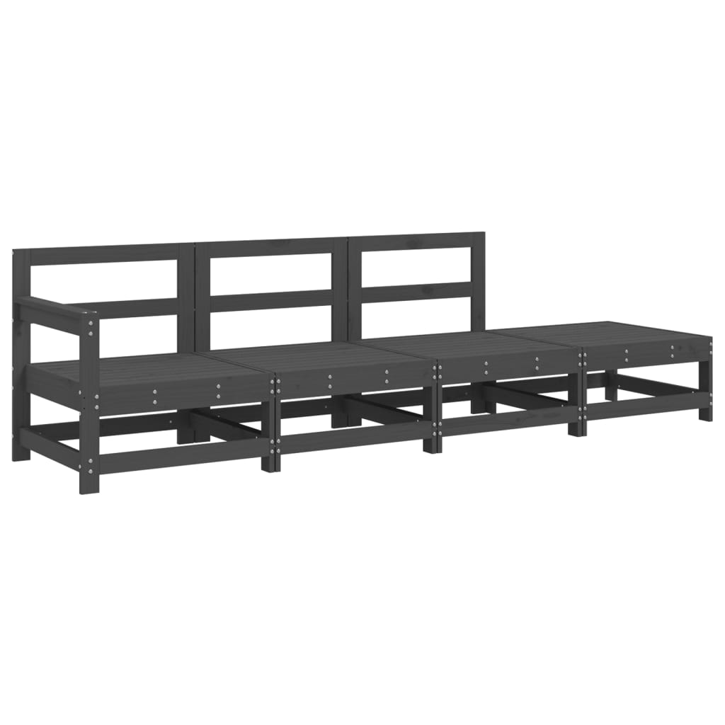 vidaXL Juego de muebles de jardín 4 pzas madera maciza de pino gris