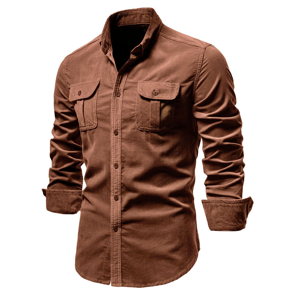 TK Camisa básica de algodón japonés para hombre, estilo otoño, de pana. Camisa de vestir ajustada para hombre. Chaqueta de manga larga para hombre.