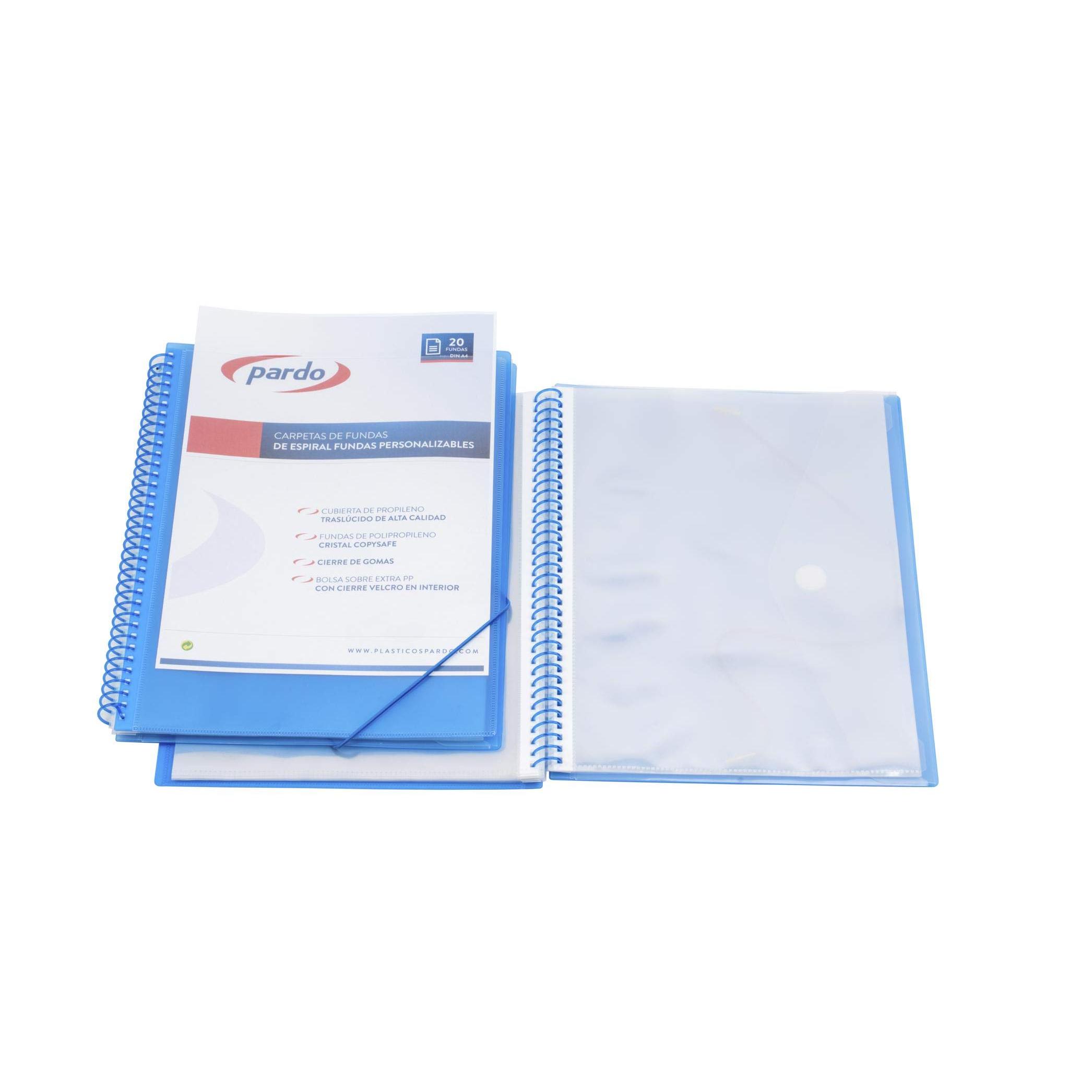 Pardo 844003 - Carpeta 40 Fundas Espiral con Gomas PP, Azul