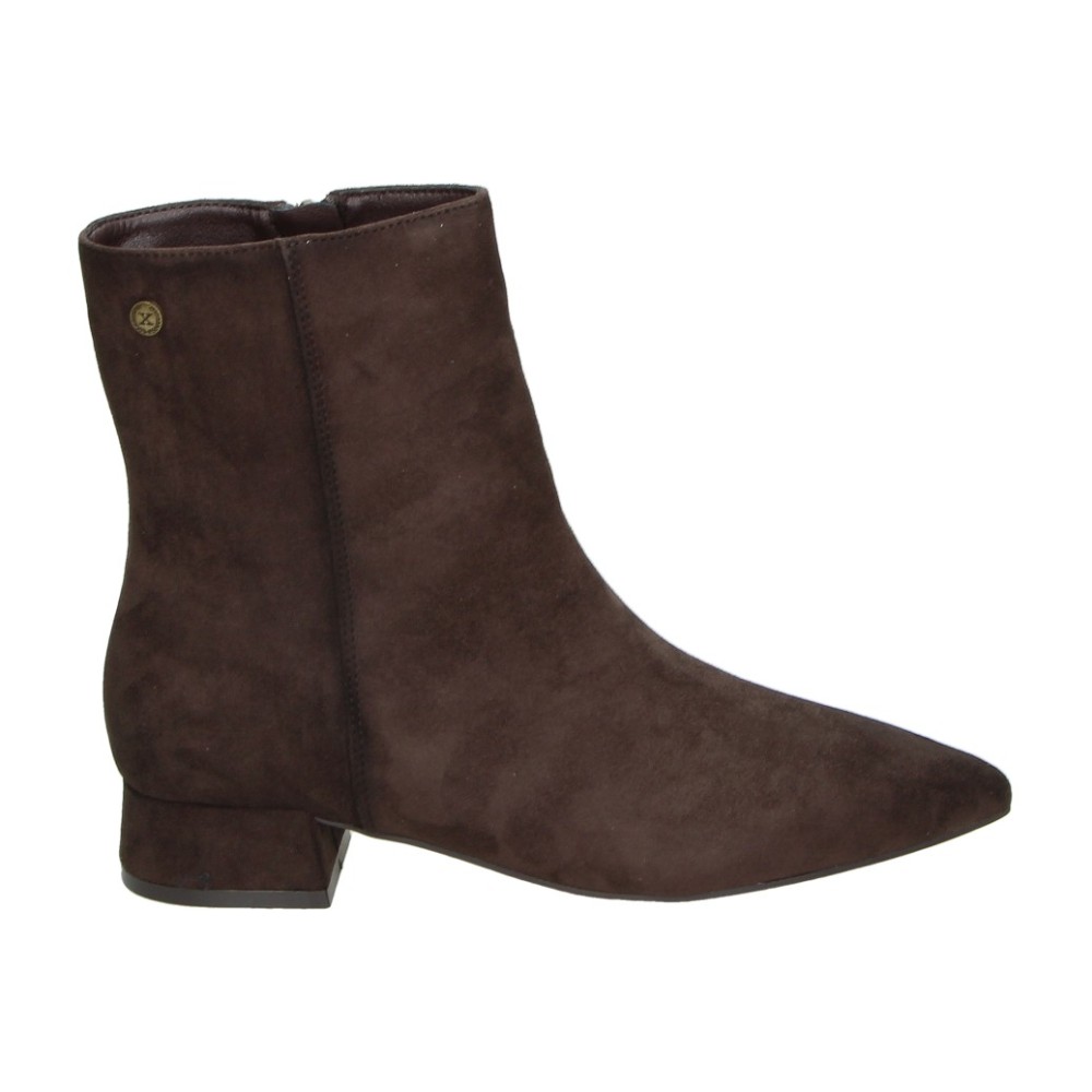 XTI | Botines de Tacón XTI para Mujer – Botín Estiloso en Marrón con Cremallera Lateral – Tacón Bajo y Cómodo – Vegan – Punta en Pico – Combinables – Modelo 146514
