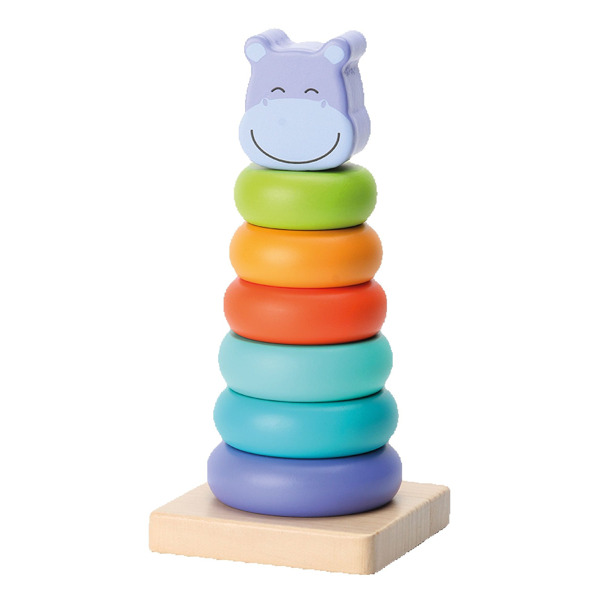 Jocca Juego de Apilar Hipopótamo de Madera para Bebés +12 Meses, Juguete Educativo de Equilibrio y Motricidad