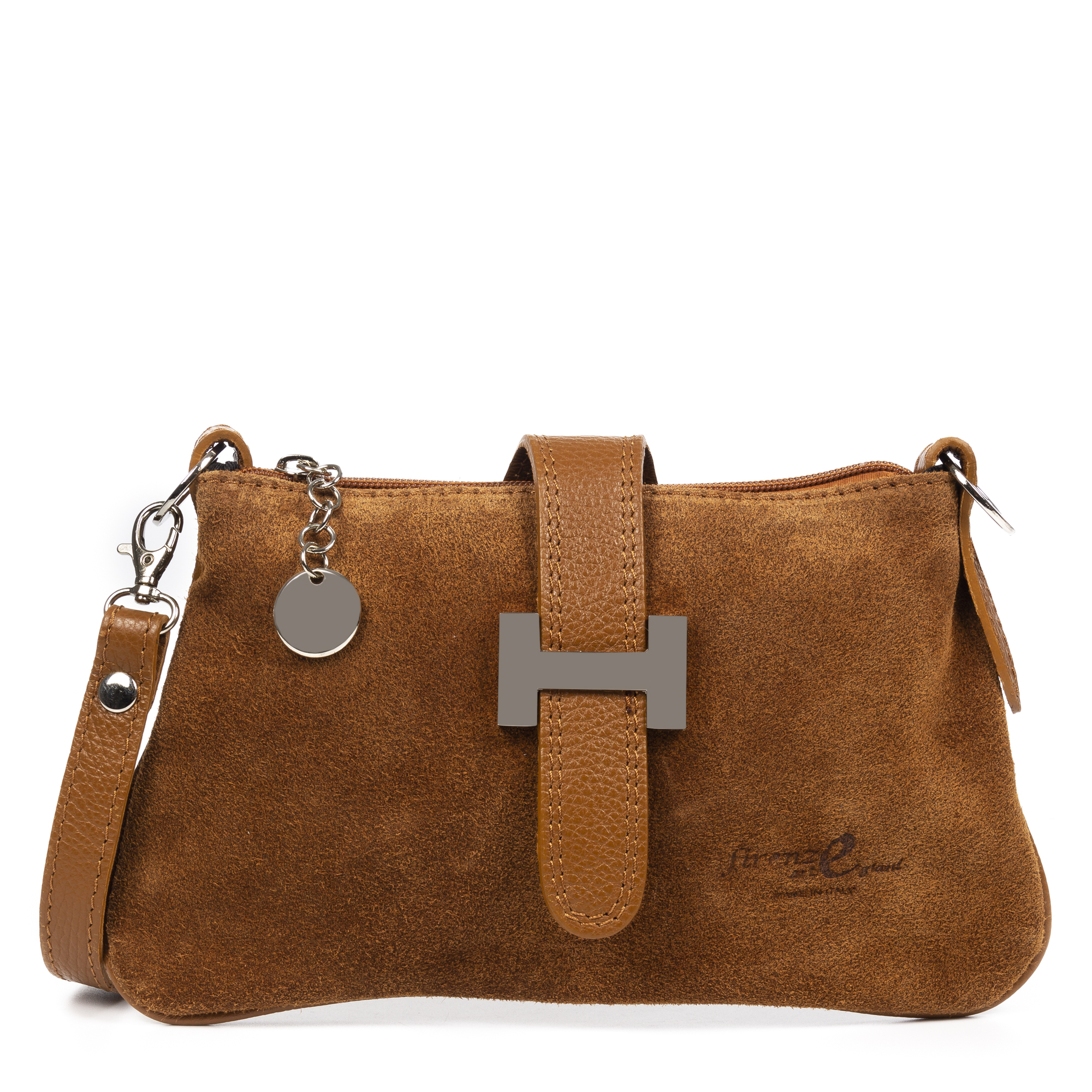 Firenze Artegiani. Allerona Bolso de mano Mujer. Piel auténtica Gamuza Dollaro. Made in Italy. Vera Pelle Italiana.