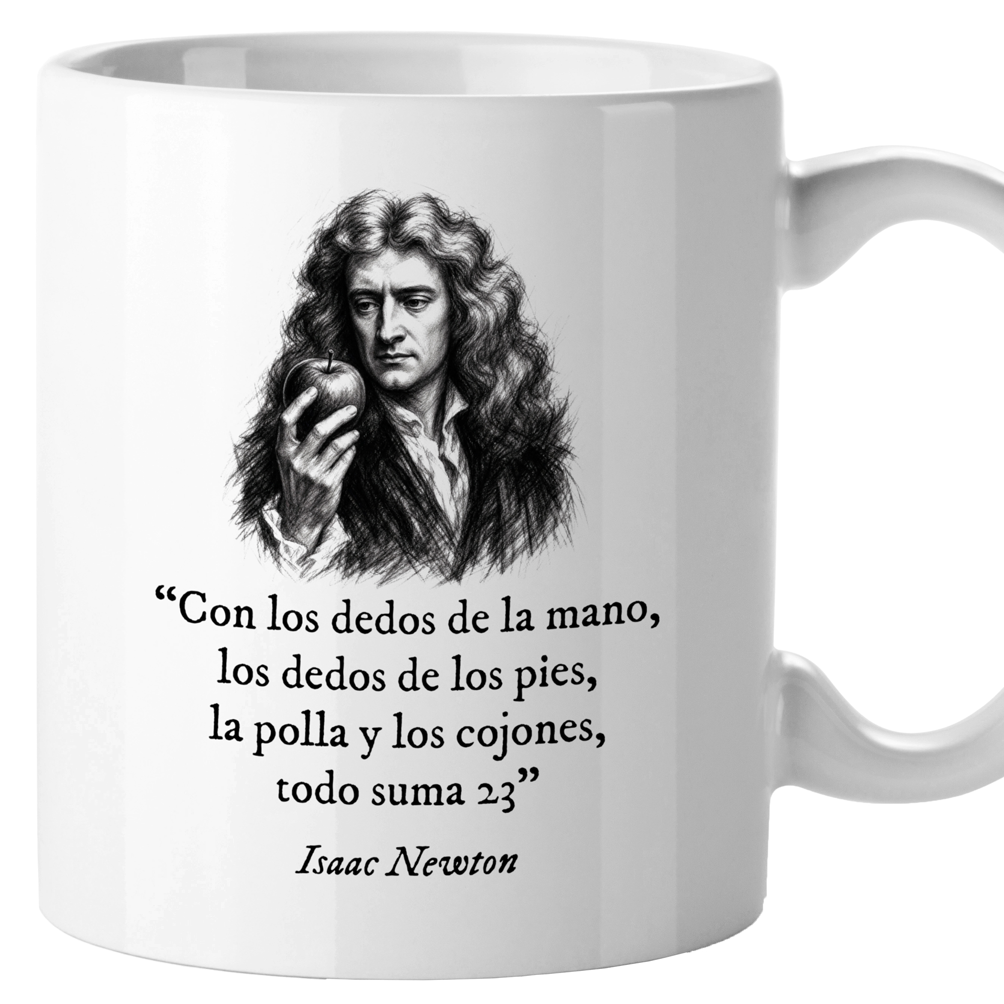 El Kraken - Taza divertida 'Con los dedos de la mano, los dedos de los pies. Newton' de cerámica 330 mL , tazas originales, mensaje gracioso, humor, ideal para amigo invisible, compañeros de trabajo, oficina