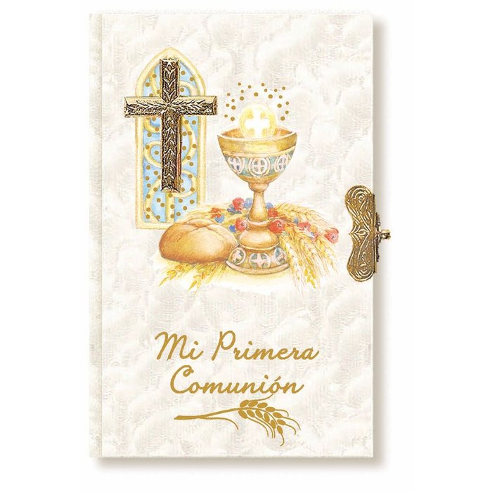EDICROMO DEVOCIONARIO TELA IMITACION NACAR CON CIERRE CALIZ 25114 COMUNION 7x11x2 Cms.