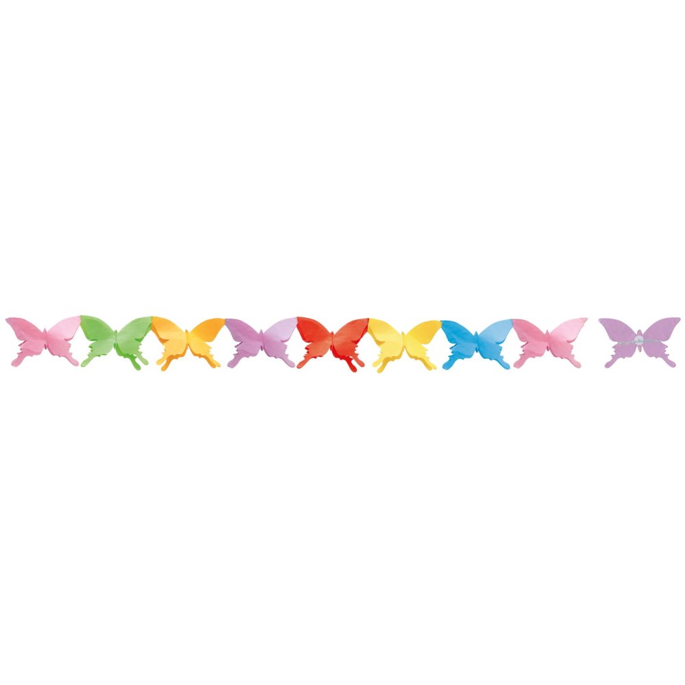 Guirnalda de papel con Mariposas de Colores para ambientar fiestas de Ivercas, adecuada para decoración de mesas dulces