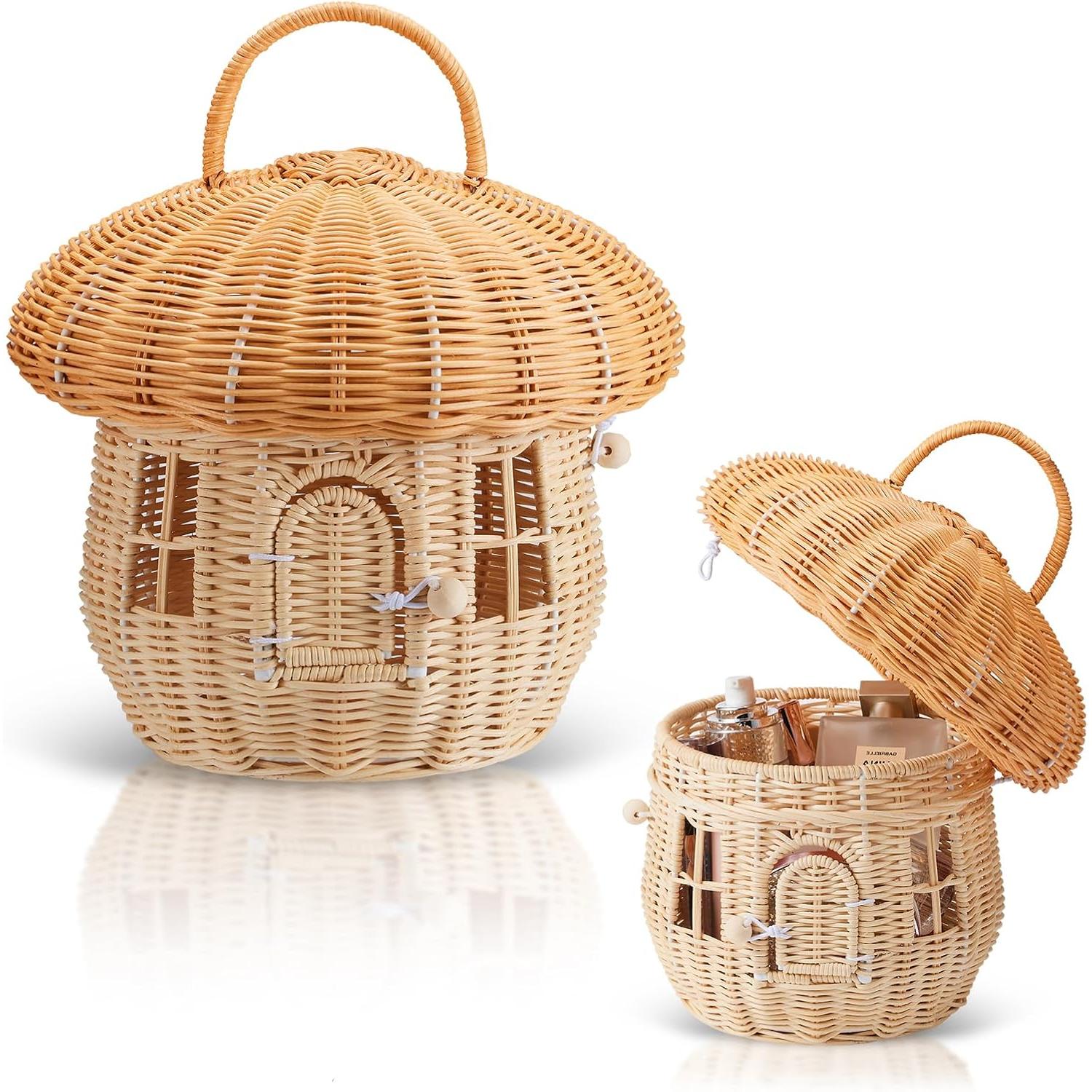 Cesta de almacenamiento de mimbre hecho Hand with shape de Hongo para uso en Exterior, Niños, accesorios de fotografía