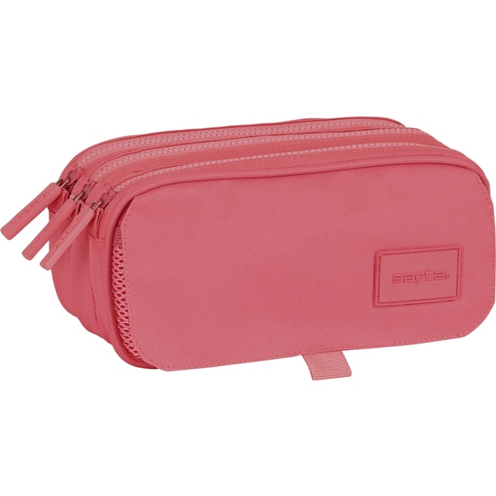 Safta - Estuche Triple "Marsala" Triple Compartimiento 10x21,5cm Diseño Exclusivo - Estuche Triple "Marsala" Multifuncional para Niños y Adultos