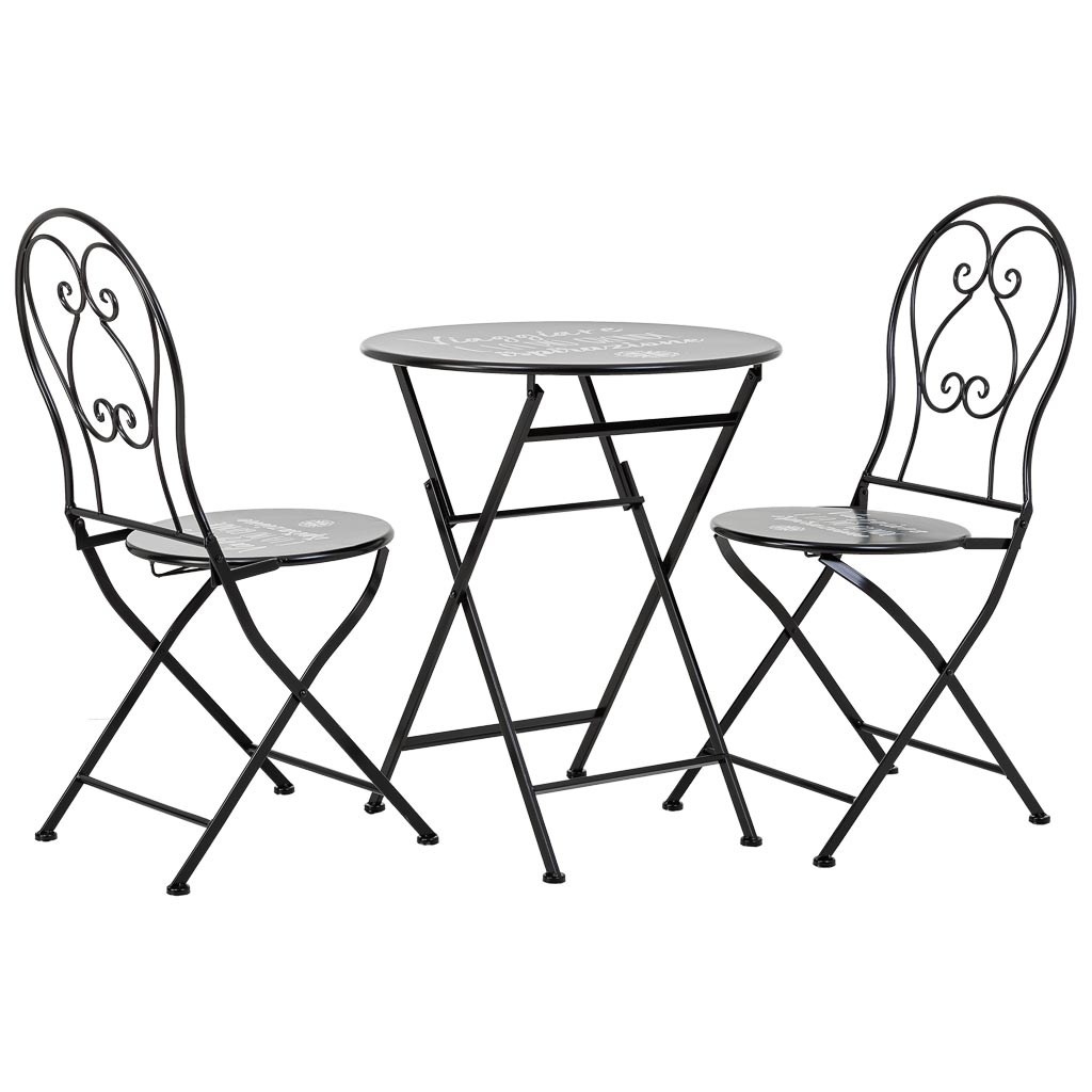 Wonderlust Deco - Conjunto mesa y 2 sillas de forja negras Negro mesa:D60x75h-silla(2):D38x45-92h cm