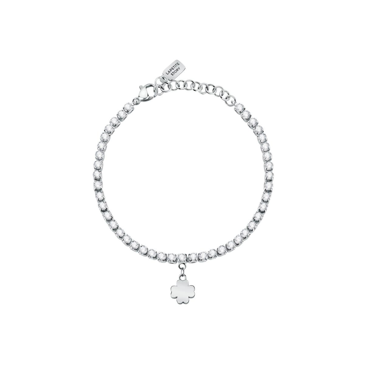 La Petite Story Pulsera Mujer Tennis Br Friendship Wh Cryst+ss 4 Leaf De Acero Plateado Lps05arr70
