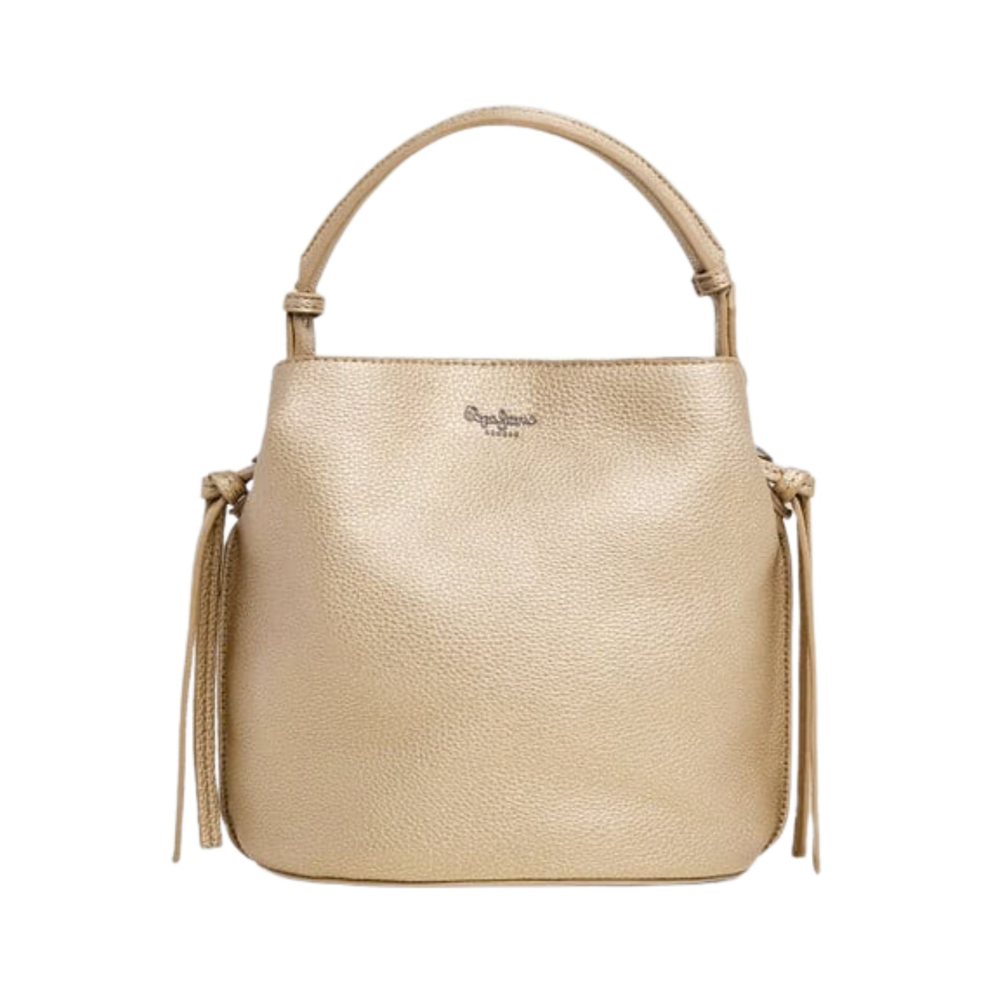 Pepe Jeans – Tyler Script Pl0300110099 – Bolso Bucket Dorado Con Efecto Piel Con Bandolera De Quita Y Pon