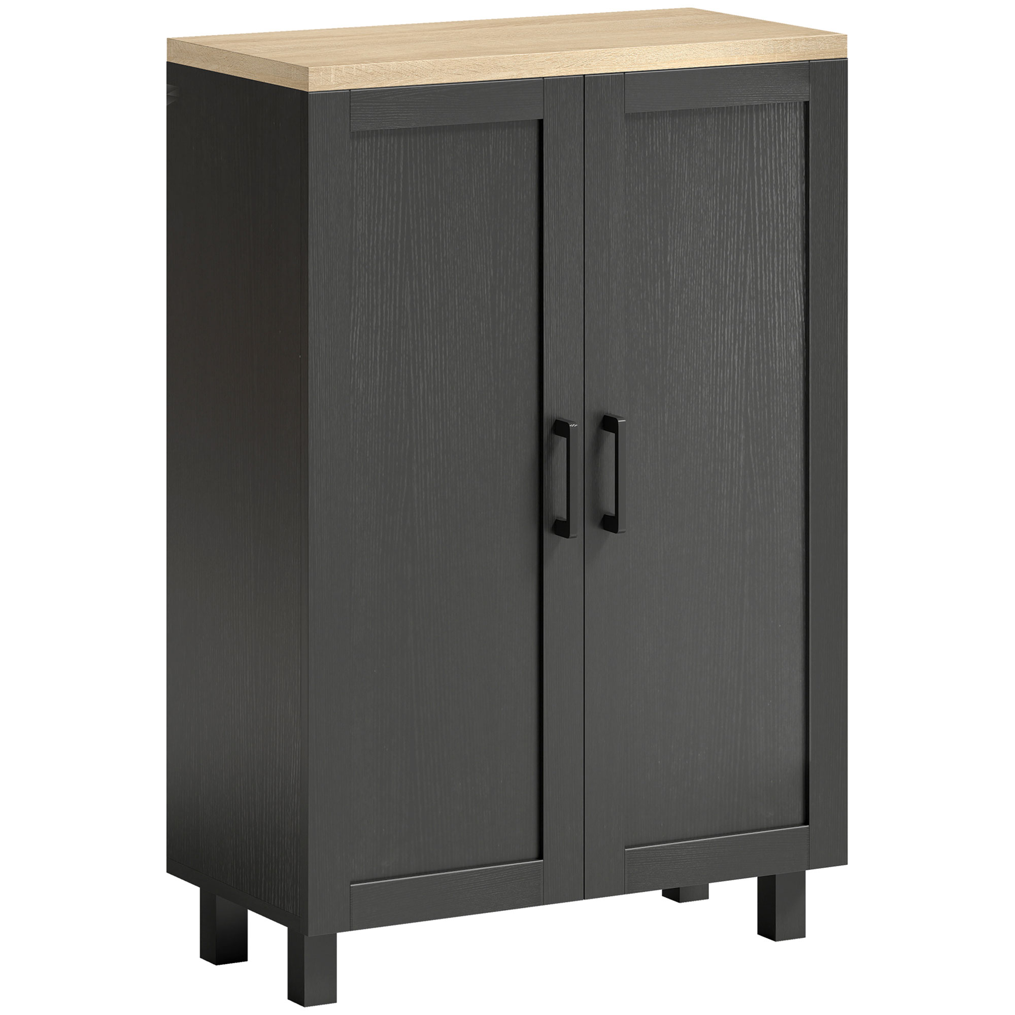HOMCOM Aparador de 2 Puertas, Aparador de Salón Estrecho, Armario de Cocina con Estante Ajustable, para Cocina, Entrada, Dormitorio, 60x30x90 cm, Negro