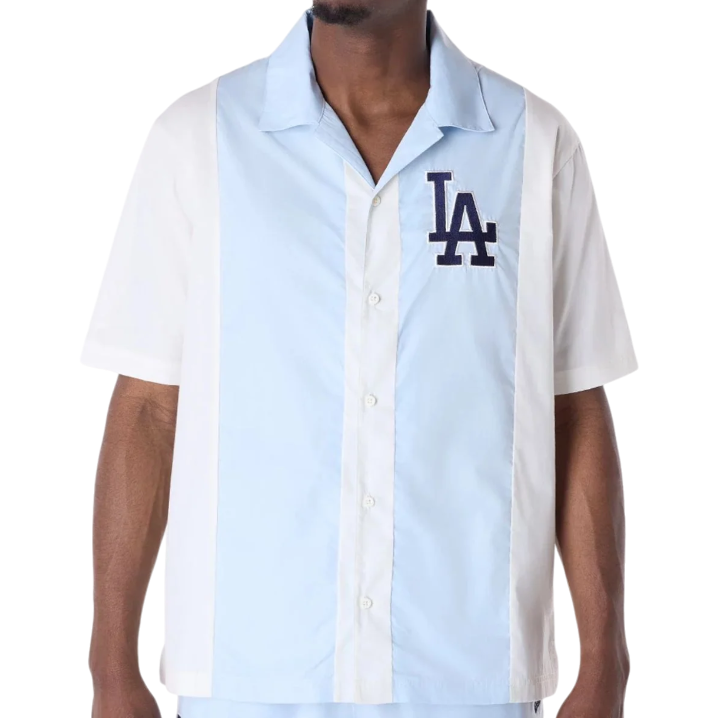 Camisa New Era LA Stripe Revere Blanco Hombre Moderno, Ropa casual 100% Algodón