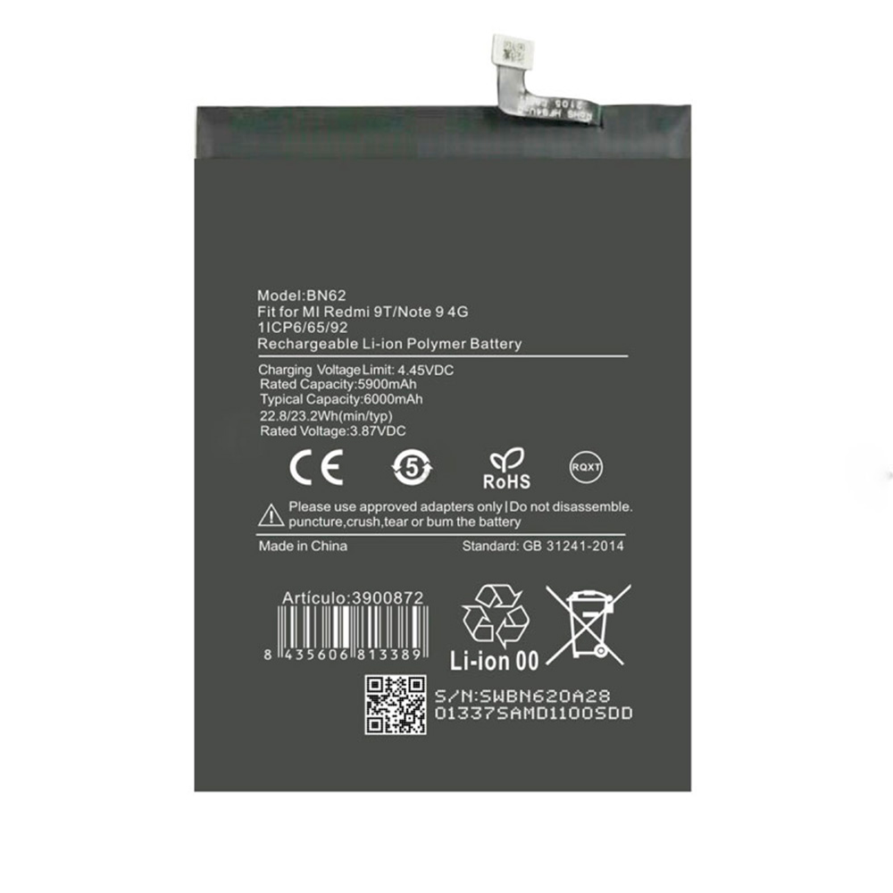 TODOBARATO 24HORAS Bateria BN62 Xiaomi Redmi 9T - Note 9 4G - Poco M3 5900mAh
