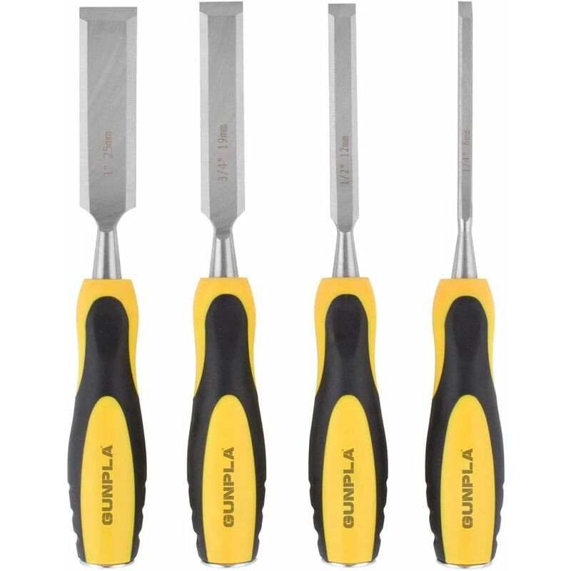 TK piezas de cinceles para tallar madera: herramientas manuales resistentes, tamaños de 6 mm, 12 mm, 19 mm y 25 mm con mangos ergonómicos