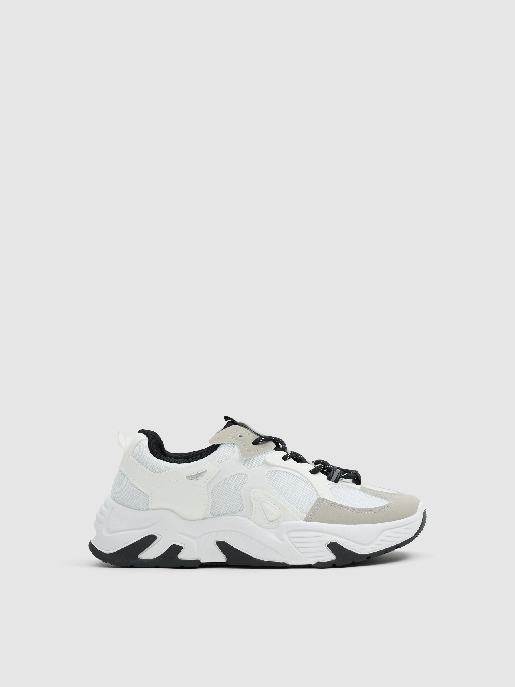 Deportivas de nylon, suela de goma, diseño bicolor blanco y negro INSIDE