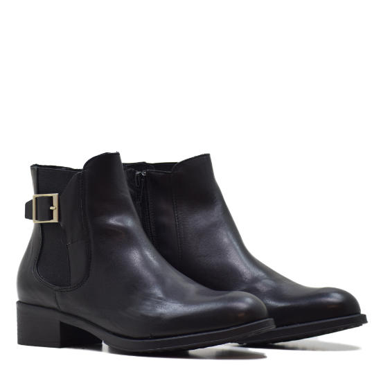 Botines Mayar de Piel Krust Negro para Mujer - Tacón Bajo de 35mm | Elegancia Atemporal y Comodidad Diaria | Diseño Versátil con Carácter | Elaboración Artesanal Española | Estilizan sin Renunciar al