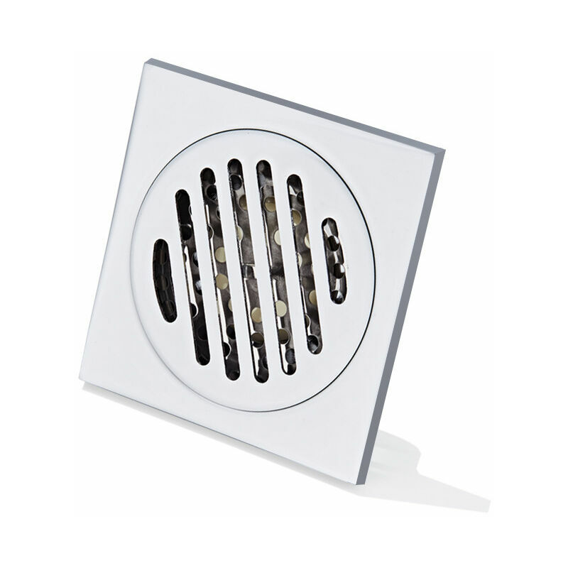 CA Rejilla de ducha anticabello, desagüe de suelo de acero inoxidable, gruesa, antiolor, cuadrada, para baño, 100 x 100 mm
