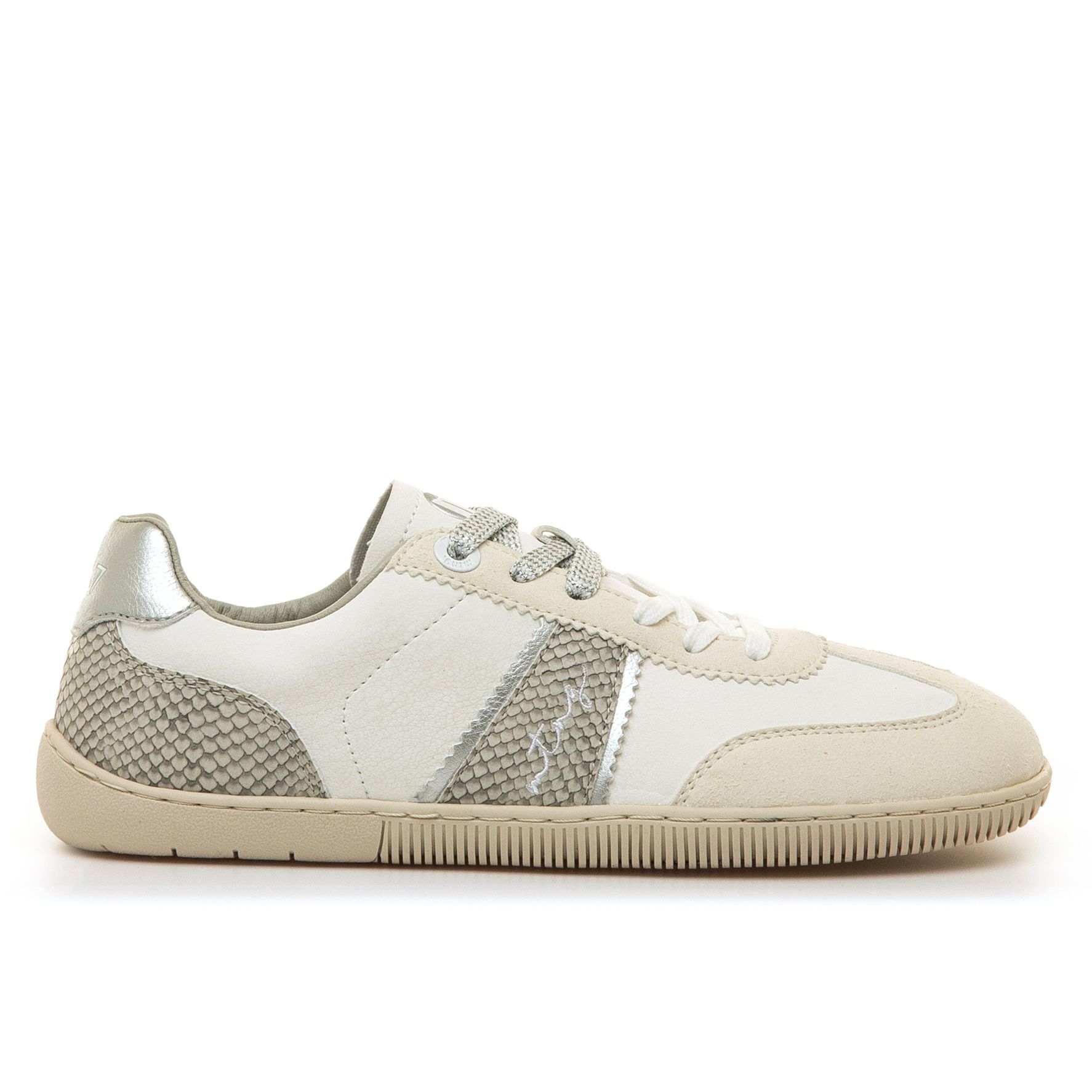 Zapatillas Barefoot Free Aria Mustang 85501 Blanco con Detalles Metalizados– Calzado Minimalista con Plantilla de Transición – Veganas Certificadas por INESCOP