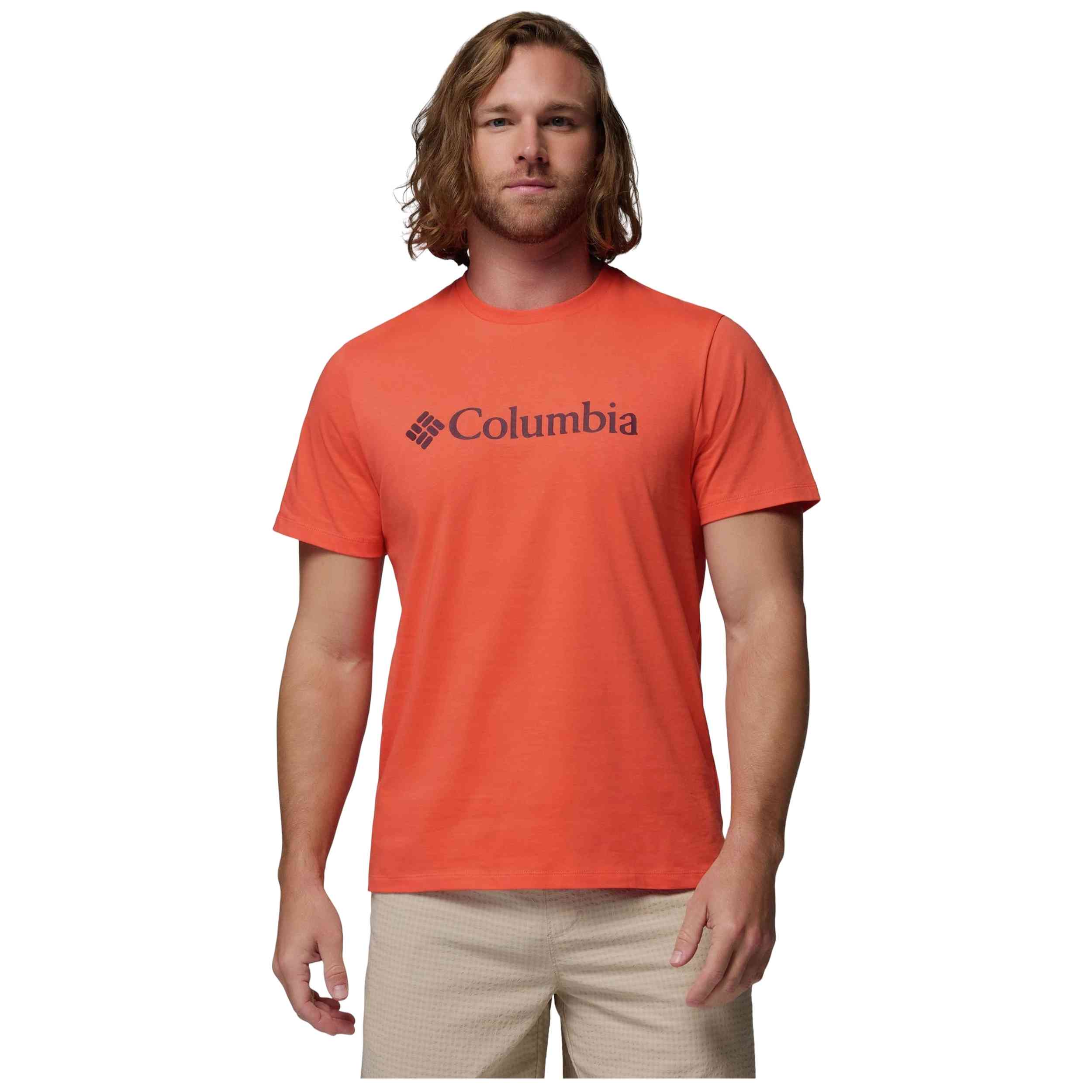 Camiseta De Manga Corta Columbia modelo Camiseta Columbia CSC Basic Logo manga corta naranja vivo para Hombre en color Rojo