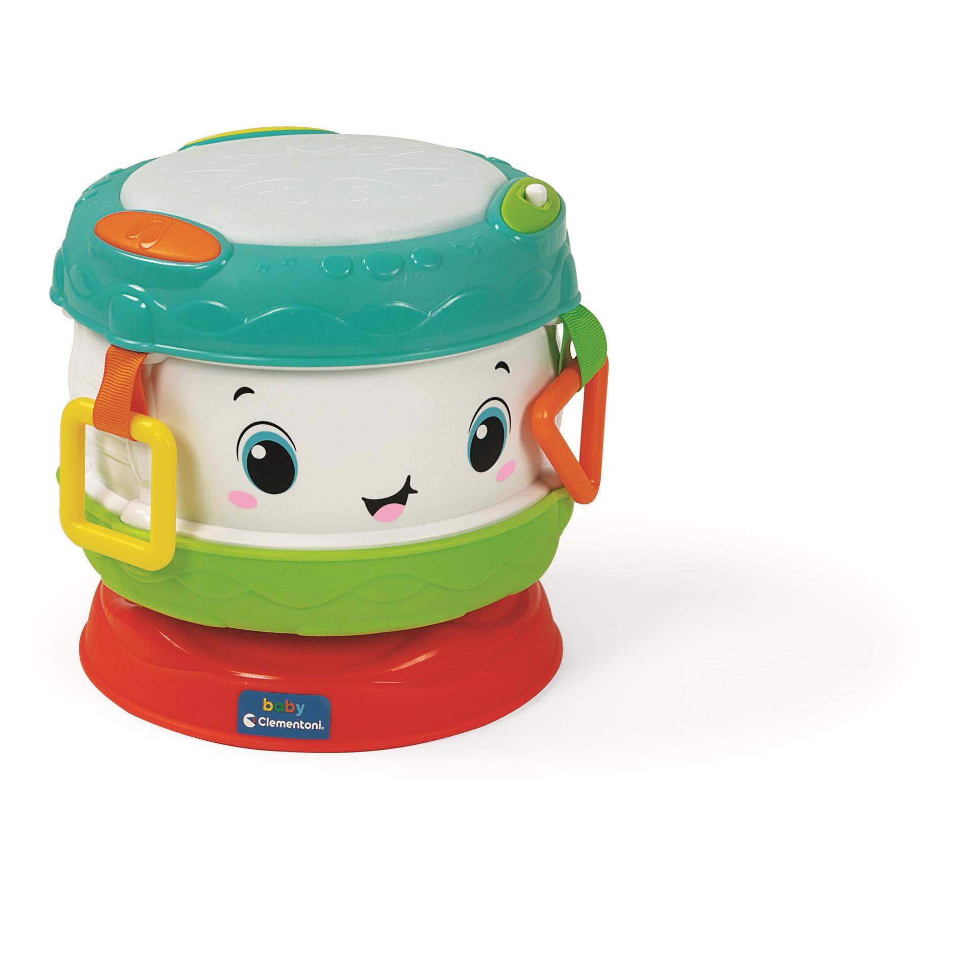 Clementoni - Tambor Musical Interactivo para Bebés - Juguete con Luces LED, Sonidos y Efectos de Ritmo - A Partir de 10 Meses - Fabricado en Italia