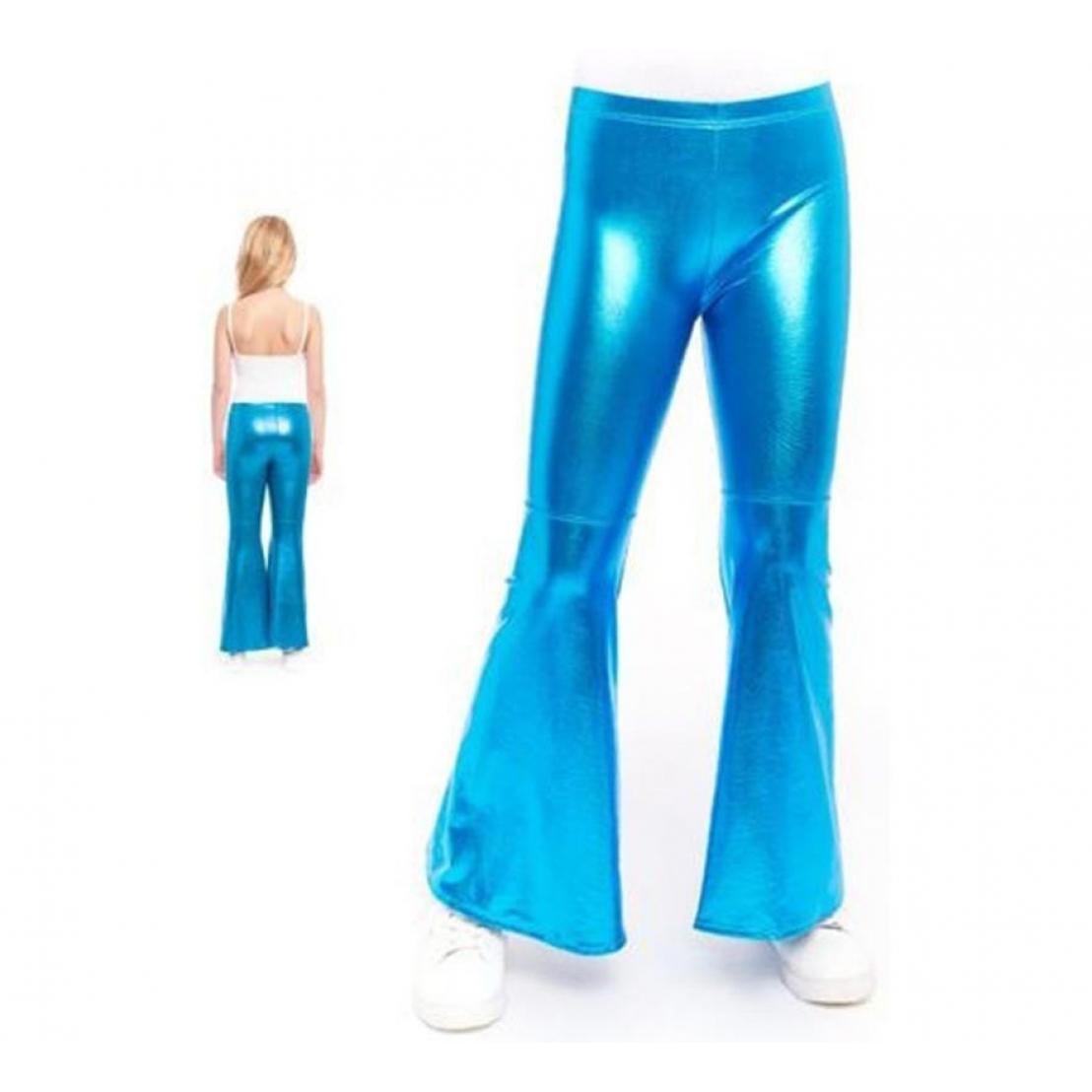Partilandia Pantalones de Campana Metalizado color Turquesa para niños