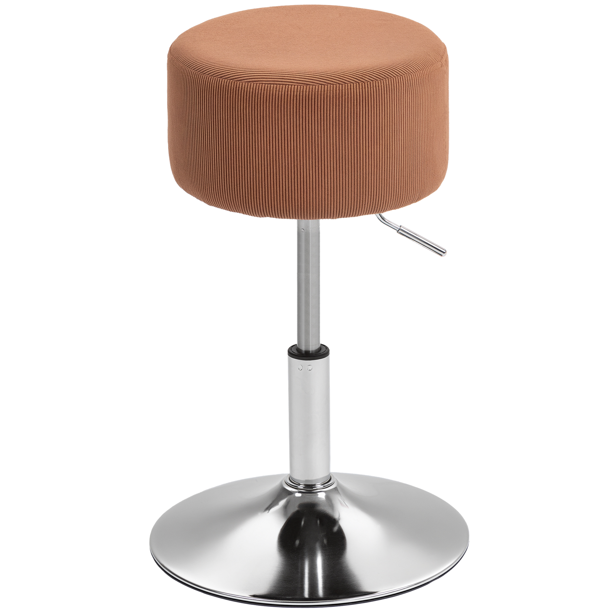HOMCOM Taburete de Bar Taburete Alto de Cocina Regulable en Altura 52-66 cm Tapizado en Pana Giratorio en 360° para Comedor Tocador Mostrador