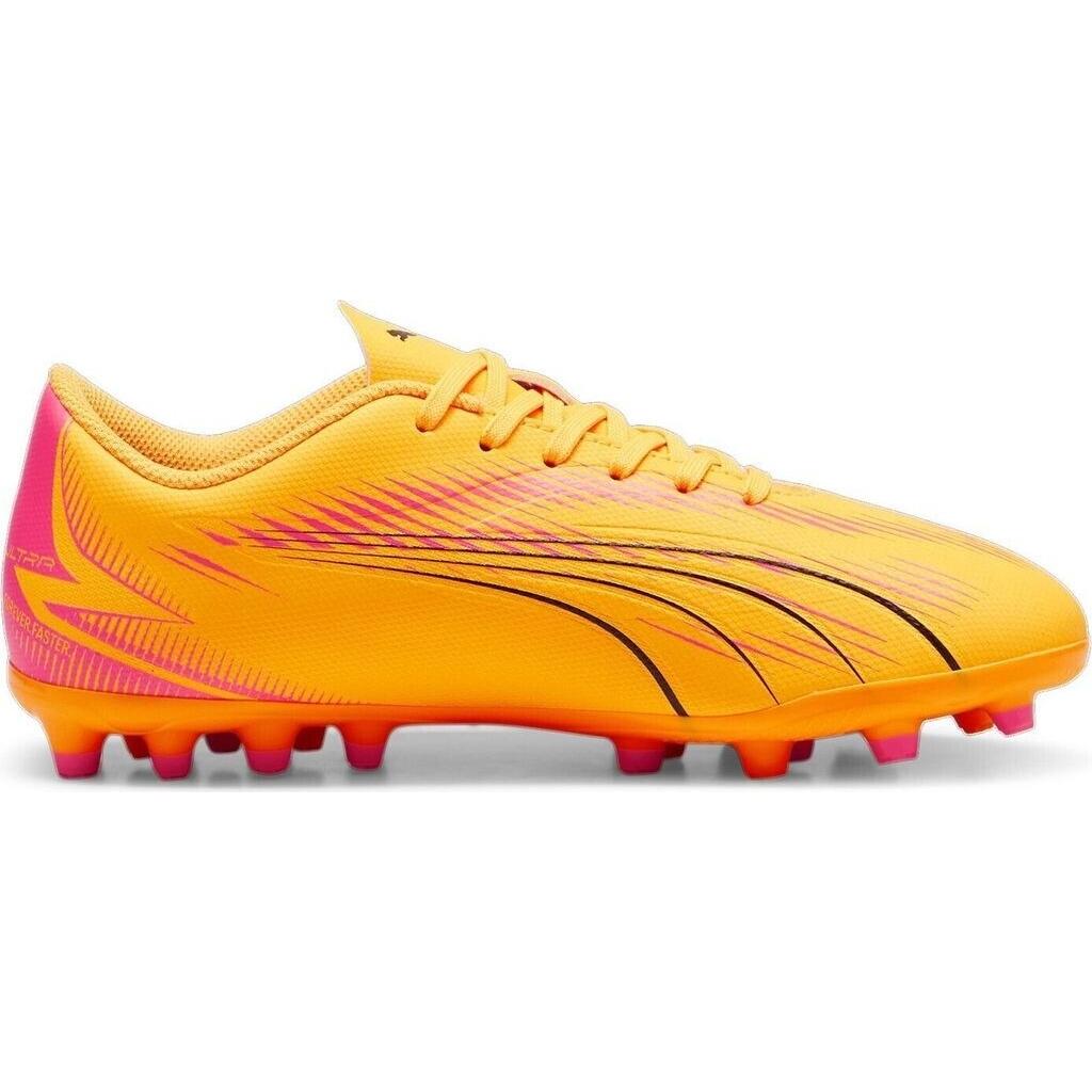 Botas de Fútbol Niño/a Puma Ultra Play MG Jr en color Amarillo Sol, Rosa y Negro-107777-03