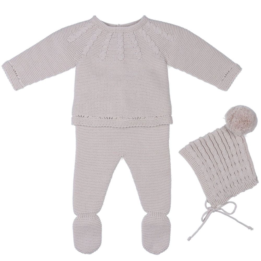 Conjunto de polainas y capota con pompom popys