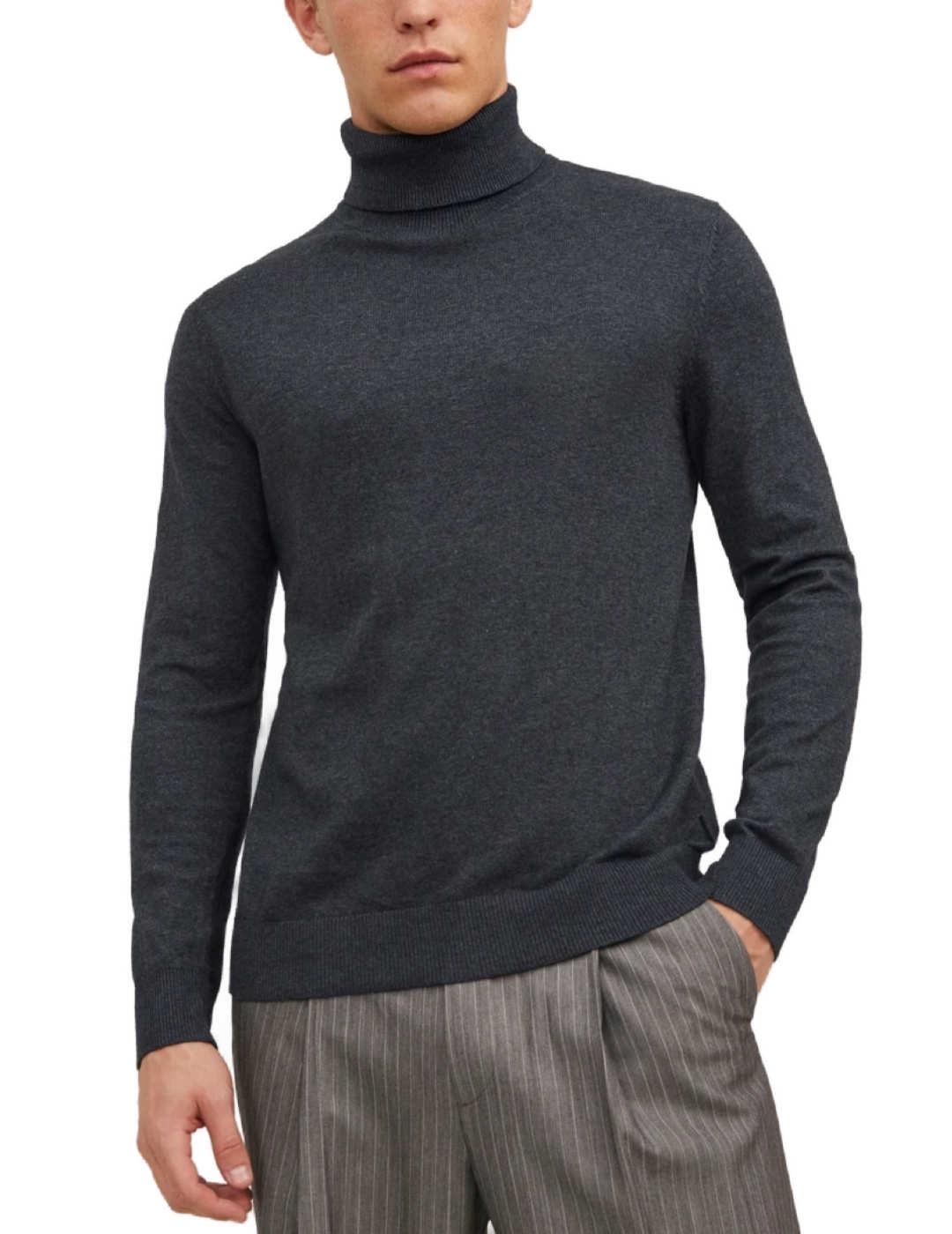 Jack & Jones Jersey Jack&Jones de Hombre de Cuello Vuelto Gris Oscuro