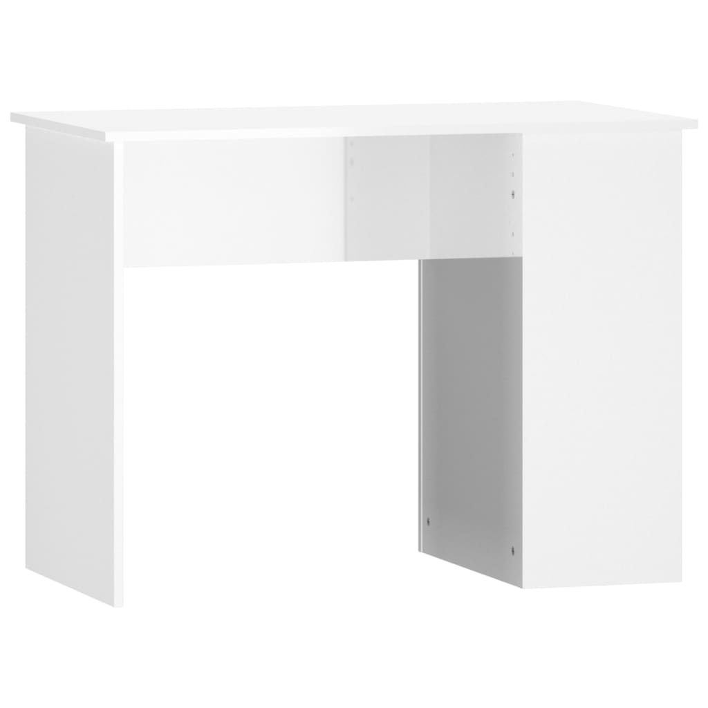vidaXL Escritorio madera contrachapada blanco brillante 100x55x75 cm