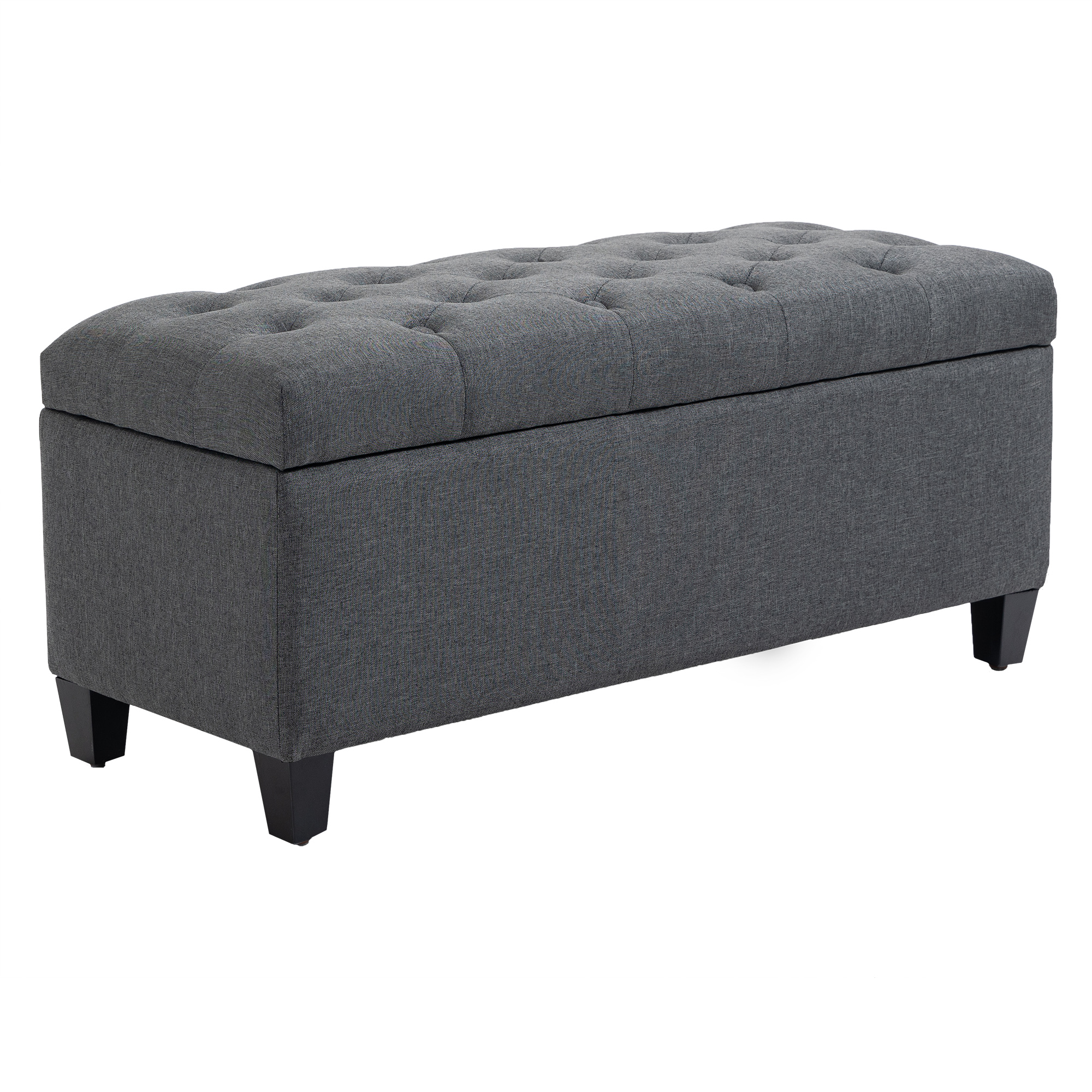 HOMCOM Banco Banco tapizado con almacenaje Cómoda Banco Pasillo Dormitorio Salón Símil Lino Poliéster Caucho Madera 100 x 40 x 44 cm