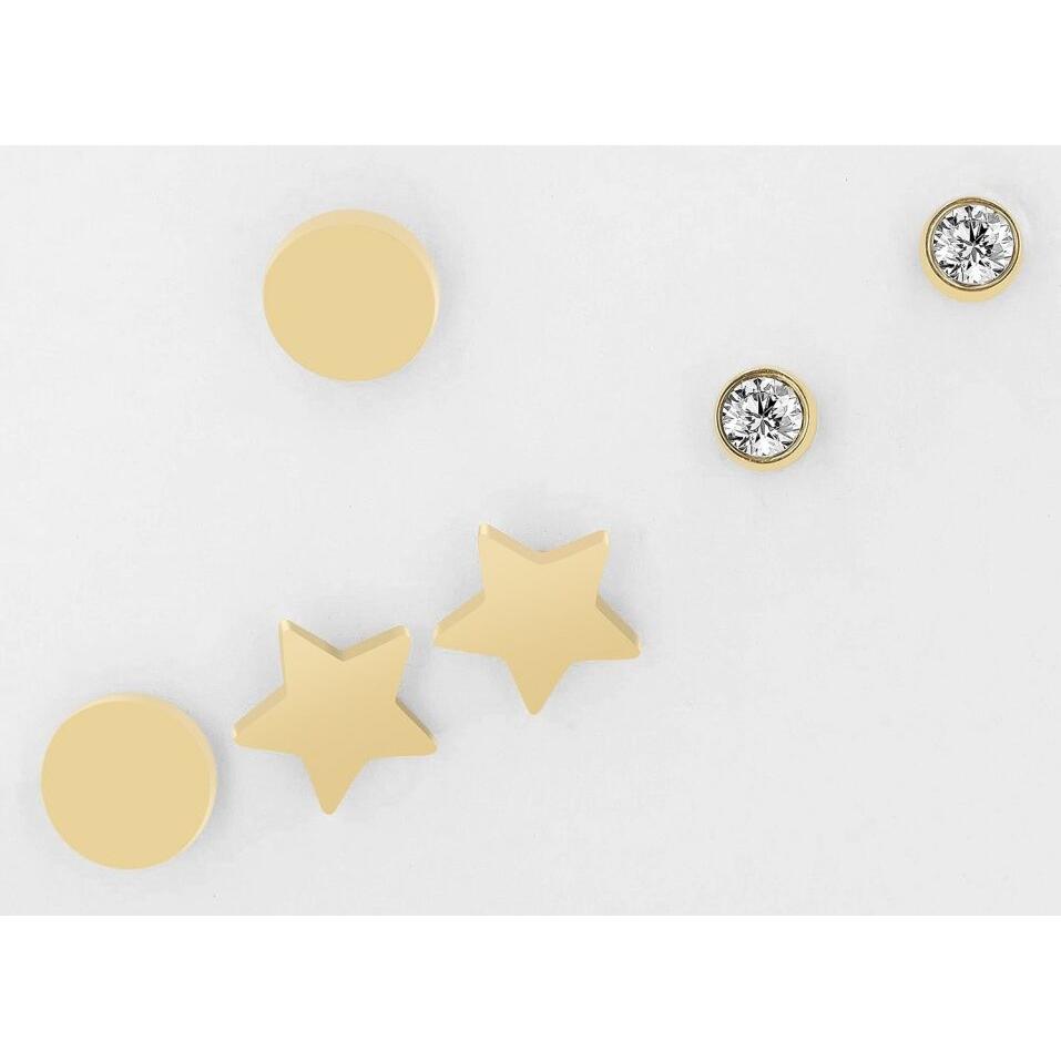 Akzent® Conjunto 3 Pares Pendientes Dourados em Aço Inoxidável - 0620