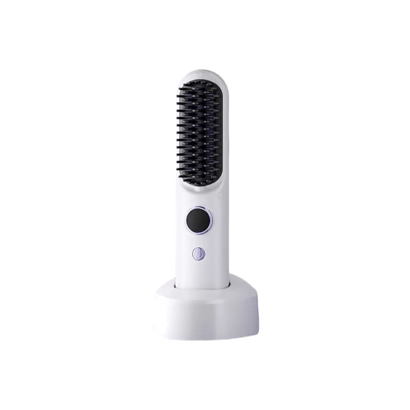 Cepillo Alisador Pelo Inalambrica, Cepillo Alisador Portátil de Iones Negativos con Base de Carga 120-200 °C Calentamiento Rápido Recarga Plancha Pelo, Pantalla LCD
