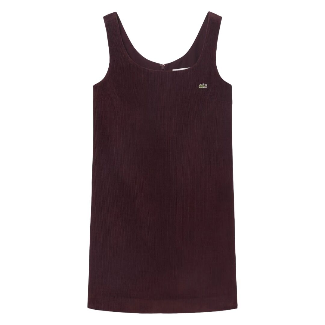 Vestido Marrón Lacoste sin Mangas de Pana Oxalis de Estilo Elegante y Clásico