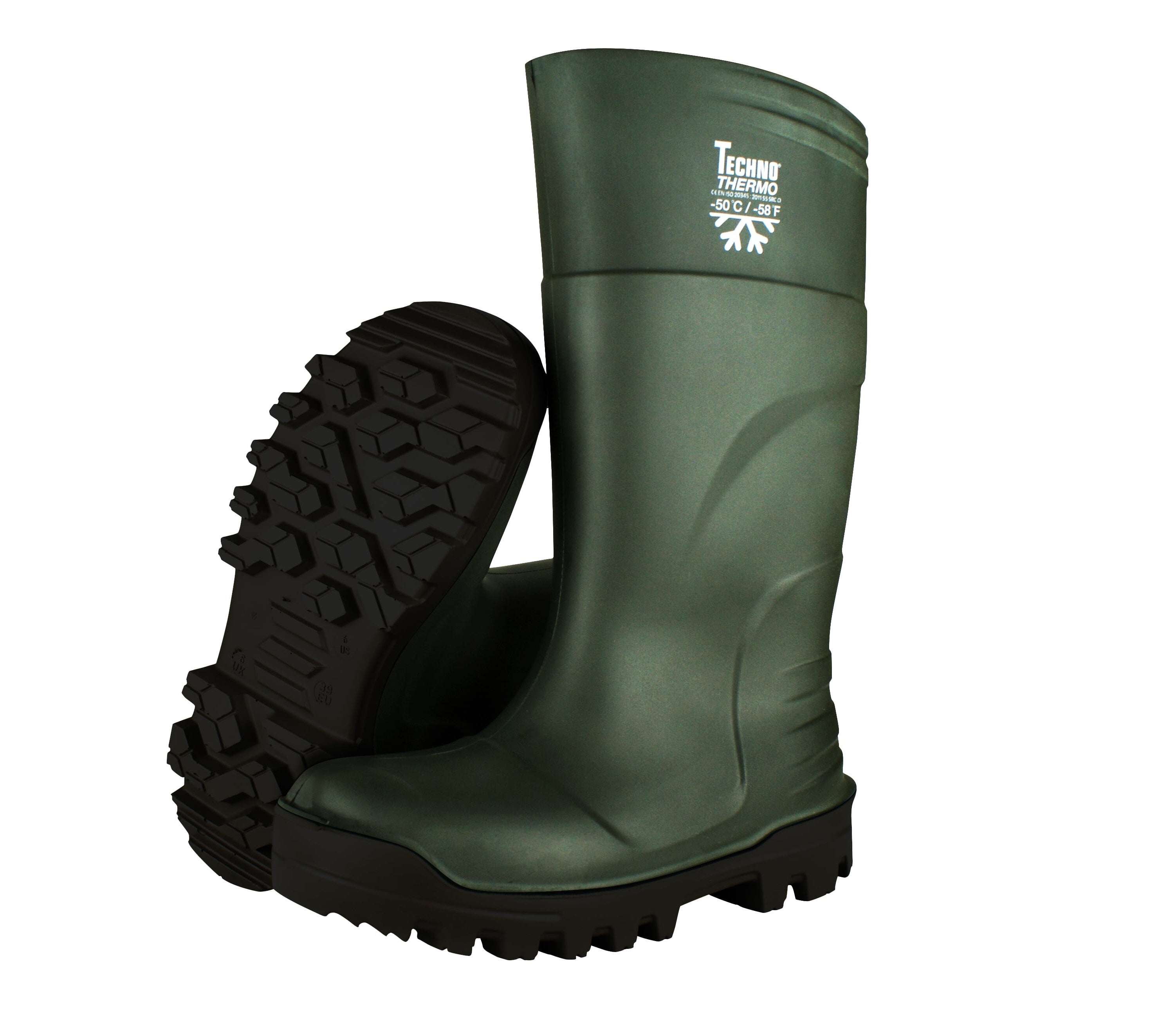 TechnoBoots Bota Alta de Goma Impermeable Verde para Trabajo Thermo S5