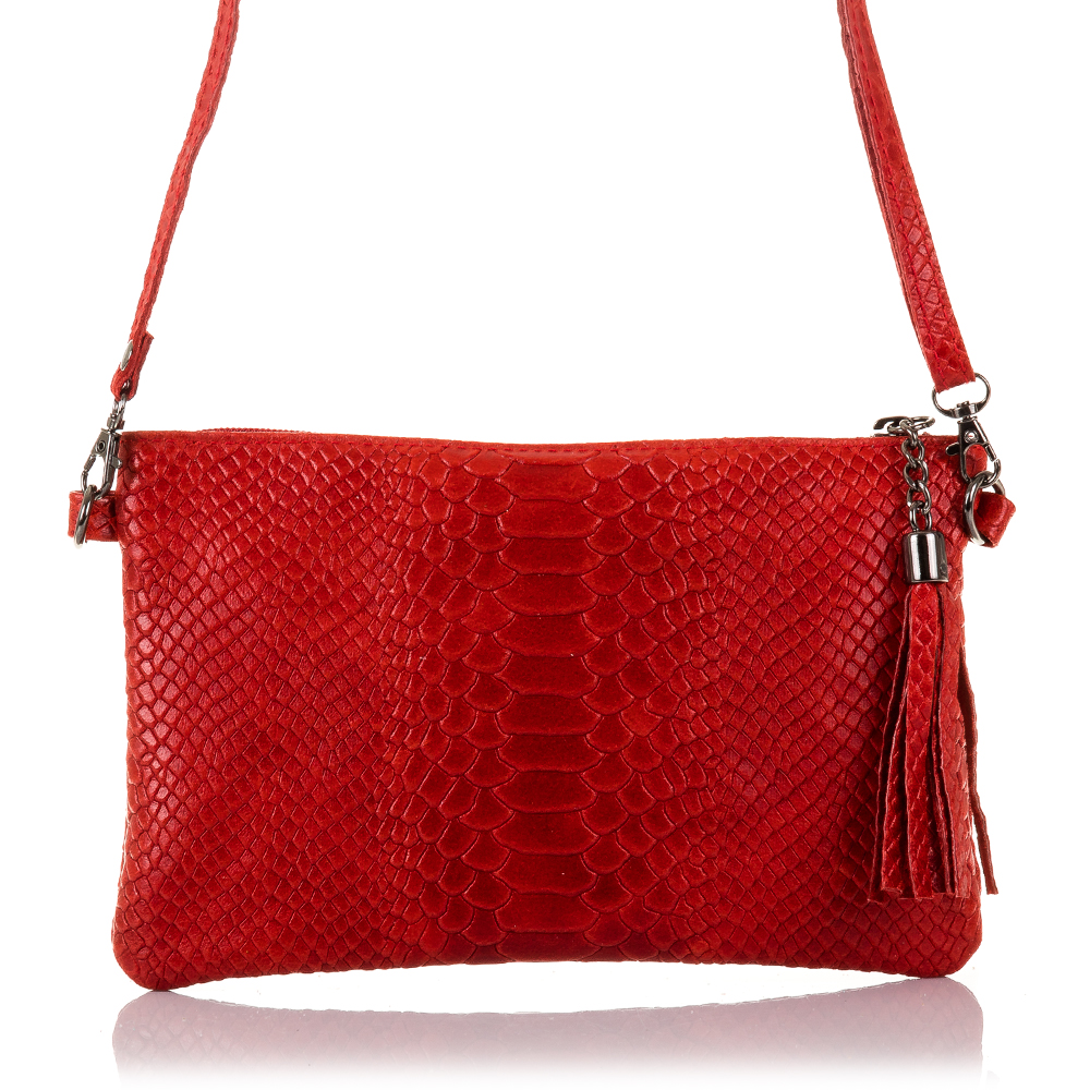 Firenze Artegiani. Deanna Bolso de mano Mujer.Piel auténtica Gamuza Grabado Serpiente . Made in Italy. Vera Pelle Italiana.