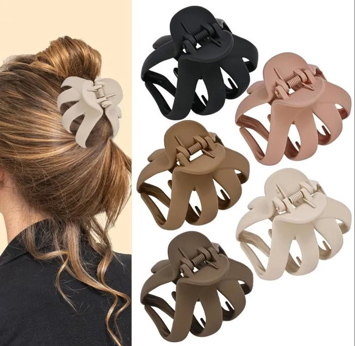 5 haarclips in de vorm van een octopus, antislip haarclips, geschikt voor lang en dik krullend haar, haarclips met octopusklauwen, geschikt voor vrouwen en meisjes, kleur 4