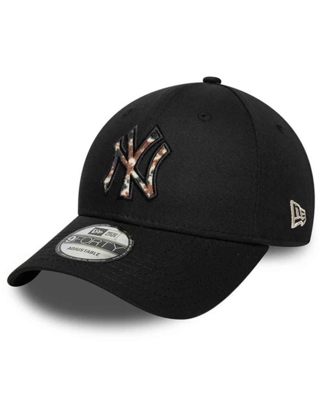 Gorra new era NY yankees negra animal print de mujer.