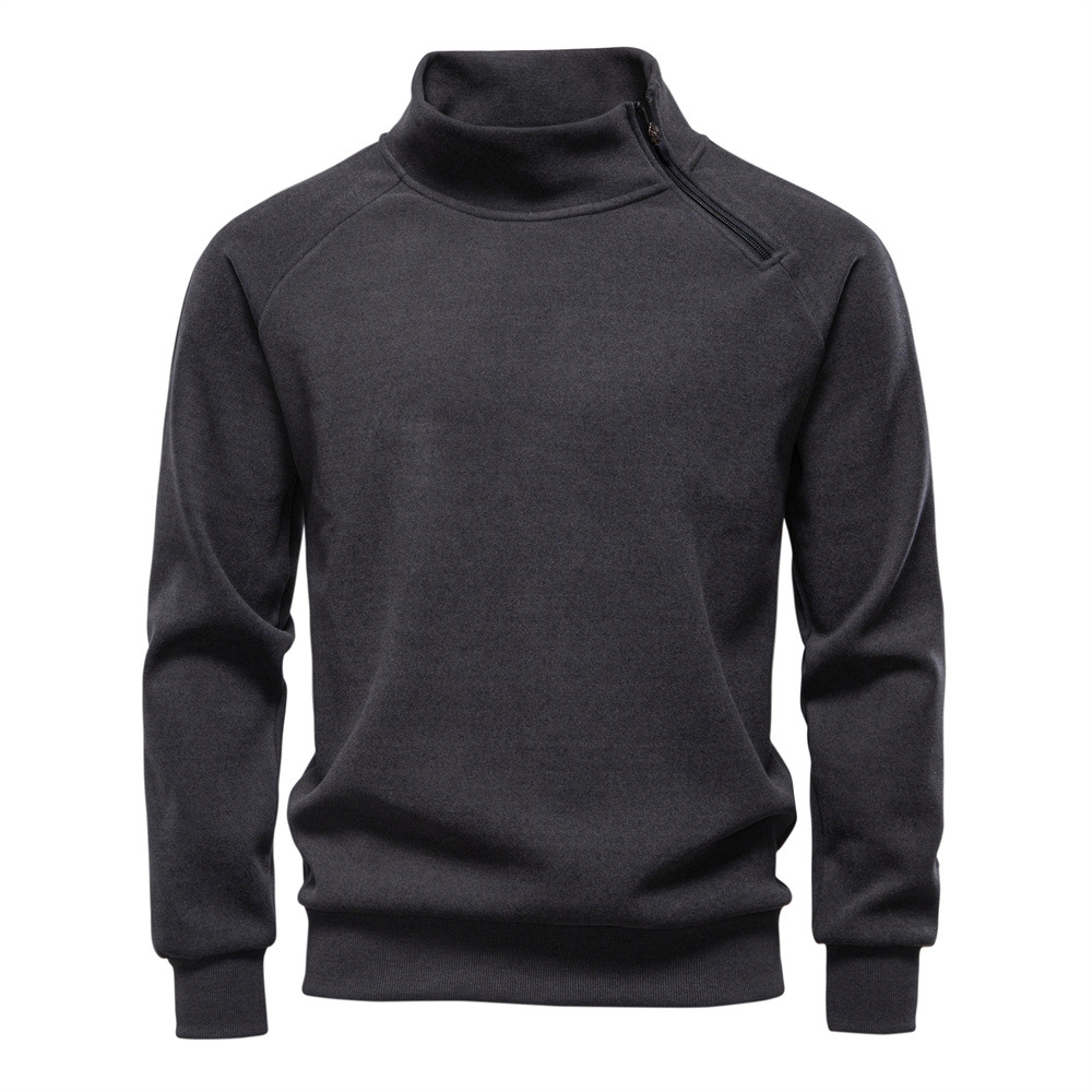 TK Sudadera de otoño/invierno con forro polar grueso y cuello alto para hombre