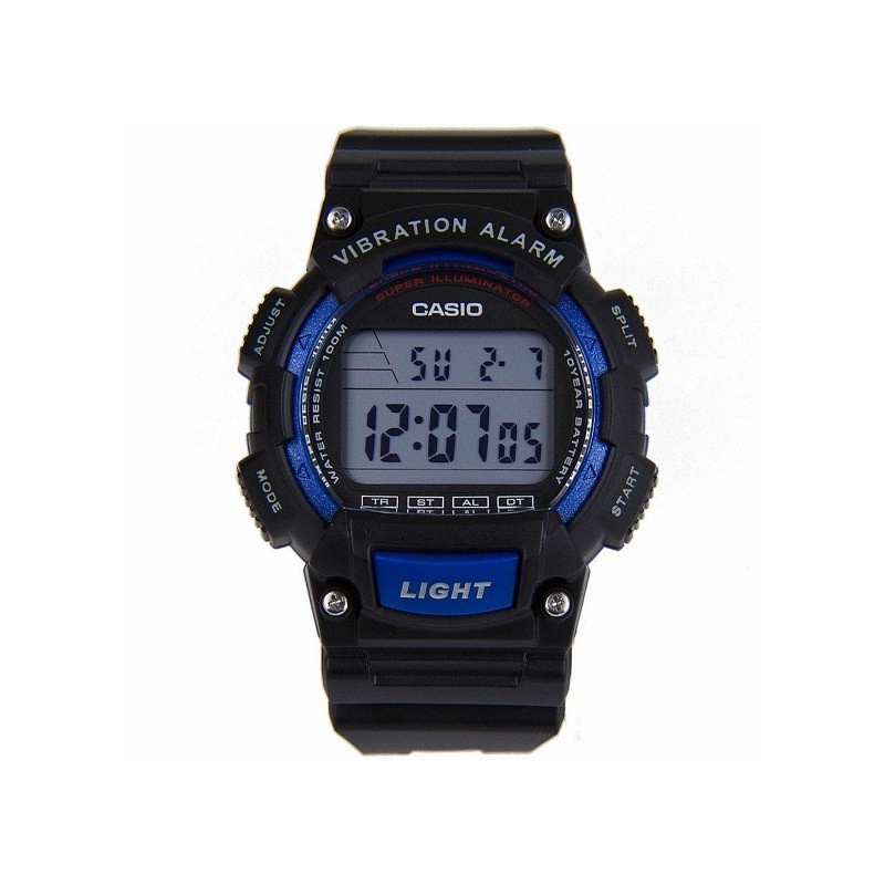 Reloj Casio digital Vibration alarm W-736H-2AV correa caucho negra W736H2AV