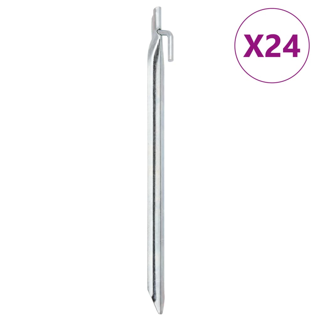 vidaXL Clavijas de tienda forma V (24 unidades) acero galvanizado Ø20mm Dimensiones 17 cm,  24 cm,  25 cm y mas