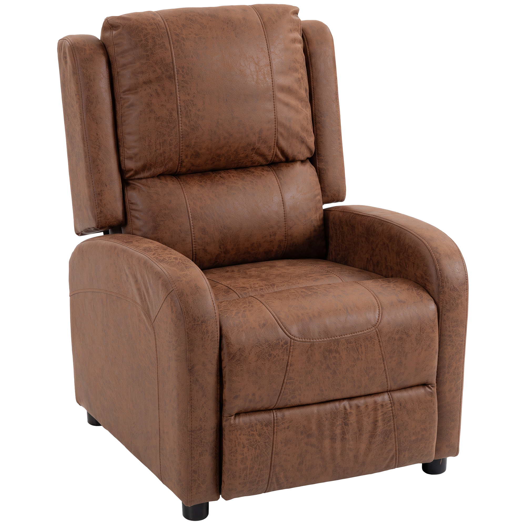 HOMCOM Sillón Relax Reclinable, Sillón Reclinable Manual, Tapizado en Cuero Sintético, Instalación Rápida, Reposapiés, Muelles Ensacados y Acolchado Grueso, para Salón, Dormitorio, Oficina