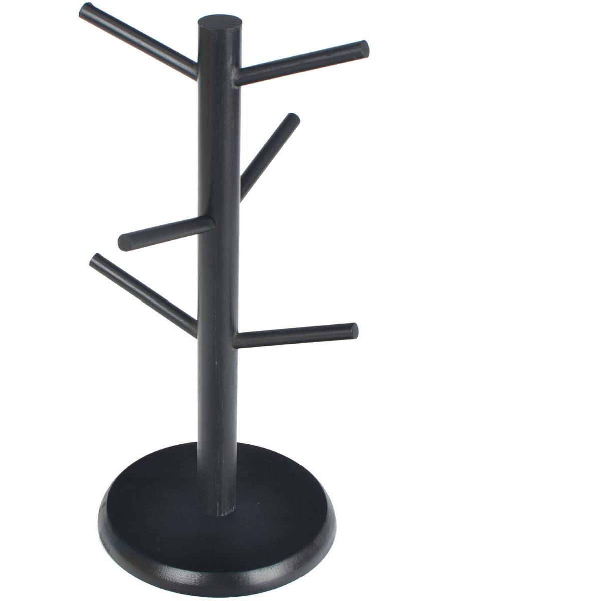 Estante para tazas de café - estante para tazas de bambú - base gruesa - estante para tazas de encimera - estante para tazas de café con 6 ganchos - estante de almacenamiento - escurridor - estante para tazas - estante para joyas para tazas de té en la sa