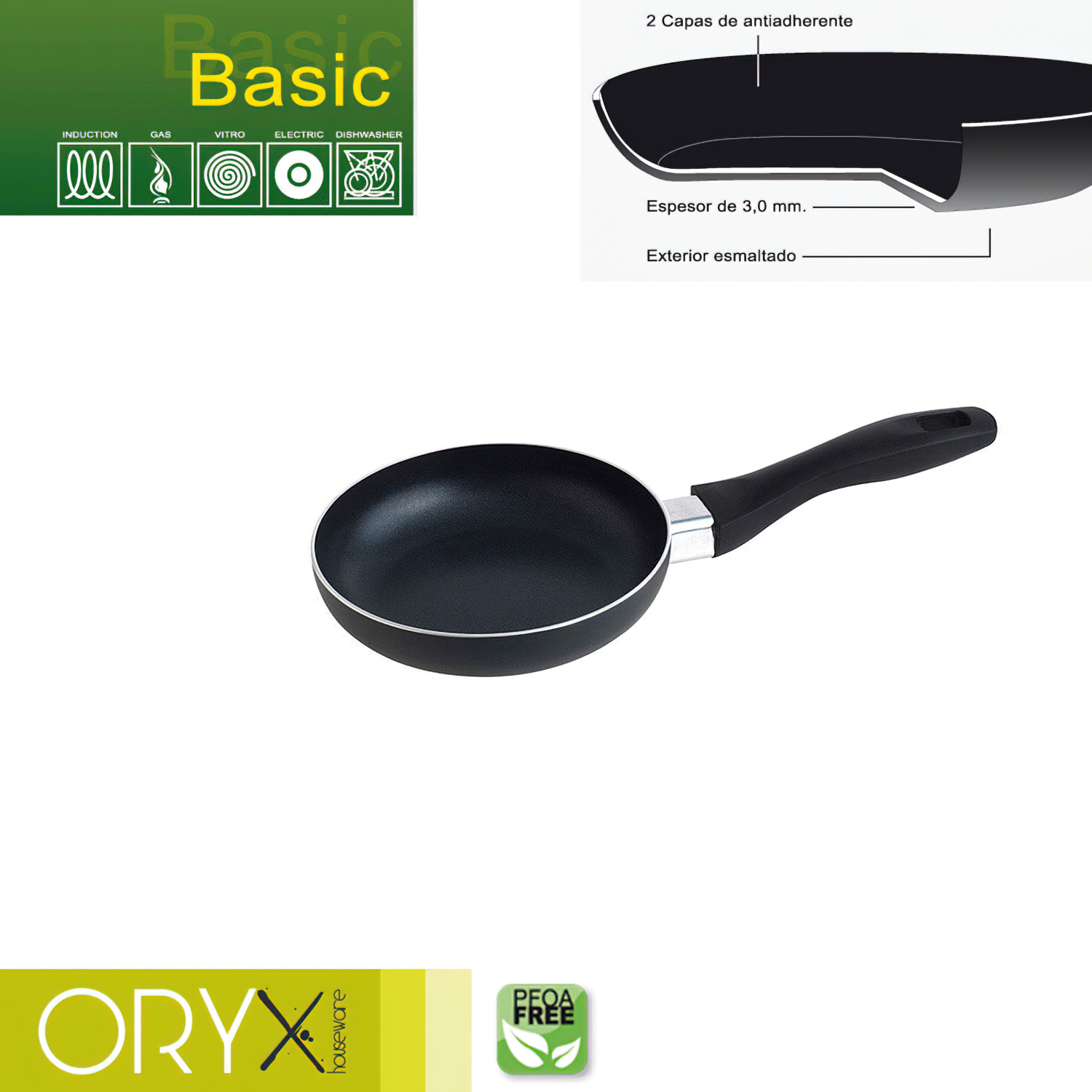 Oryx ORYX Sartén Aluminio Antiadherente Basic 16 Cm 3 Mm | Alta Resistencia