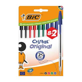 BIC BOLIGRAFO BIC CRISTAL MEDIO CAJA 8+2 UDS SURTIDOS SIN COLECCION