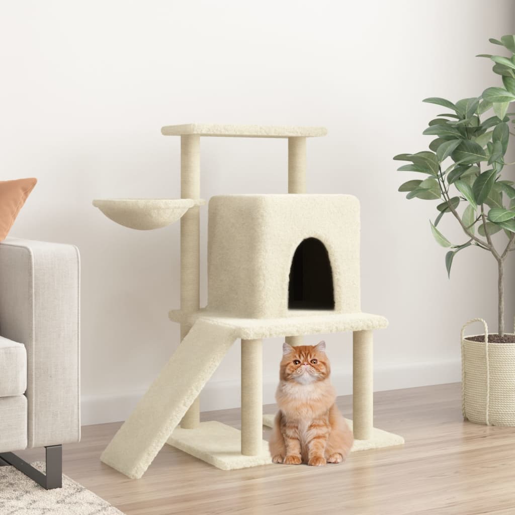 vidaXL Rascador para Gatos con Postes de Sisal Árbol Torre de Escalada Color Crema, Gris claro, Gris oscuro y mas