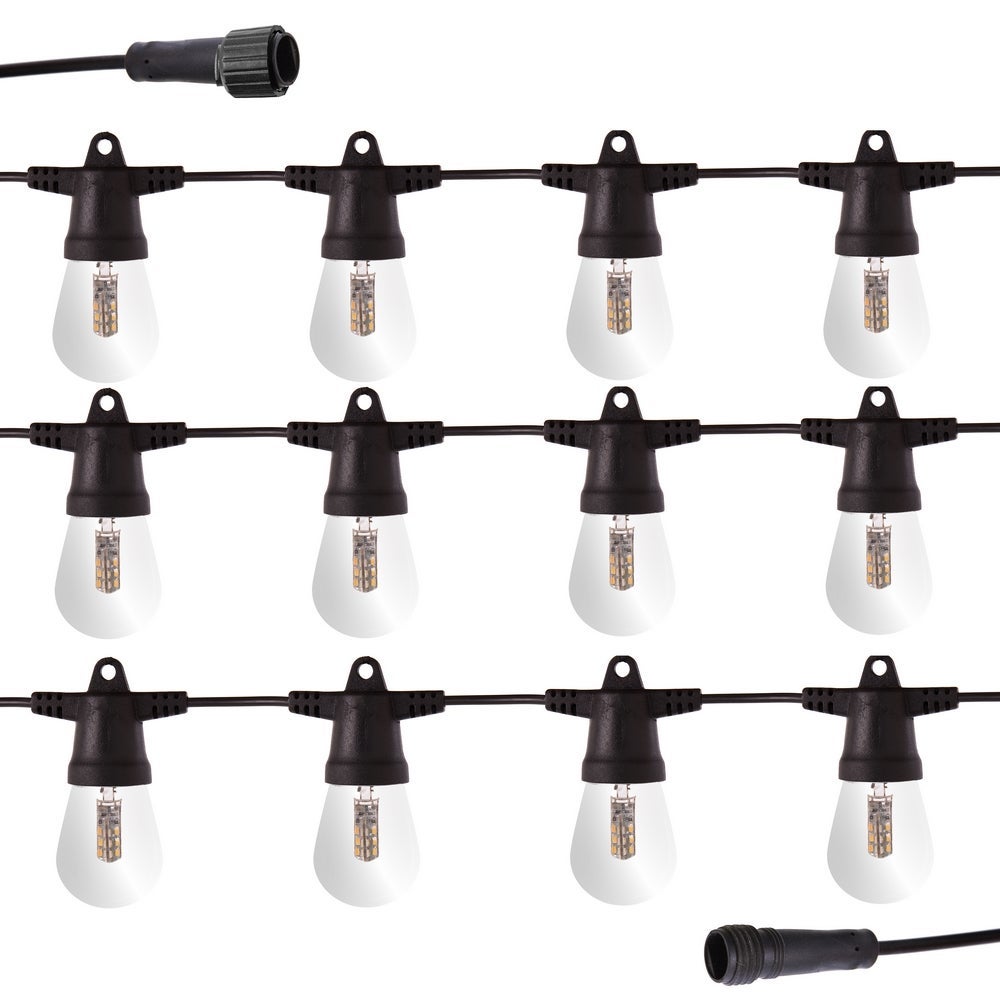 Guirnalda luces exterior 5 Metros y 12 LEDs 1. 5W, 3. 000K, 1 080Lm. IP 44. 12 Bombillas incluidas reemplazables G4. Ampliable extensible. Para Exterior Jardin, Terraza. Modelo Quinta MONTY